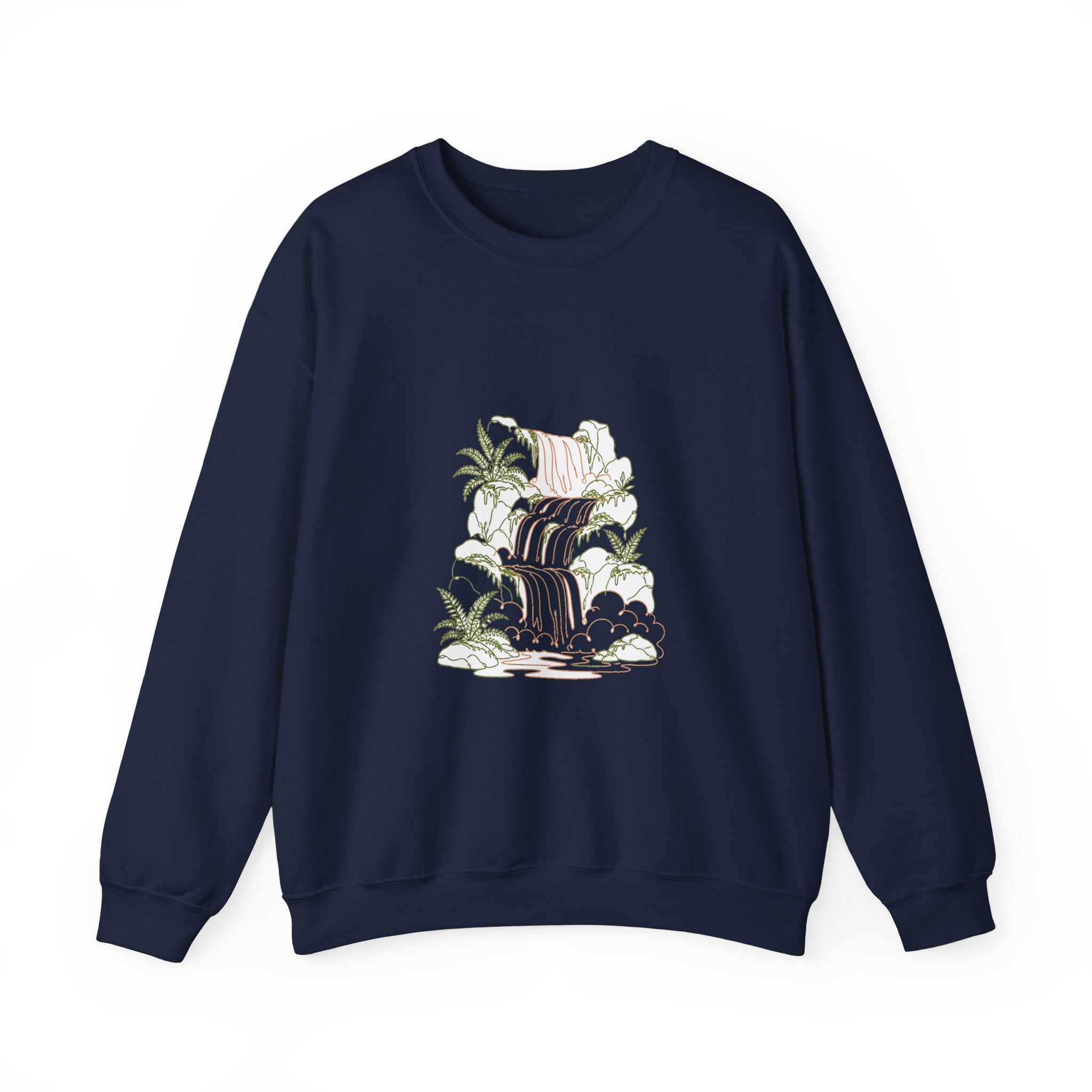 Matching Couple Sweatshirt - Wildfire & Waterfall Matching Couple Comfort Colors Crew Minimalist Art His Hers Christmas Gift - Design B