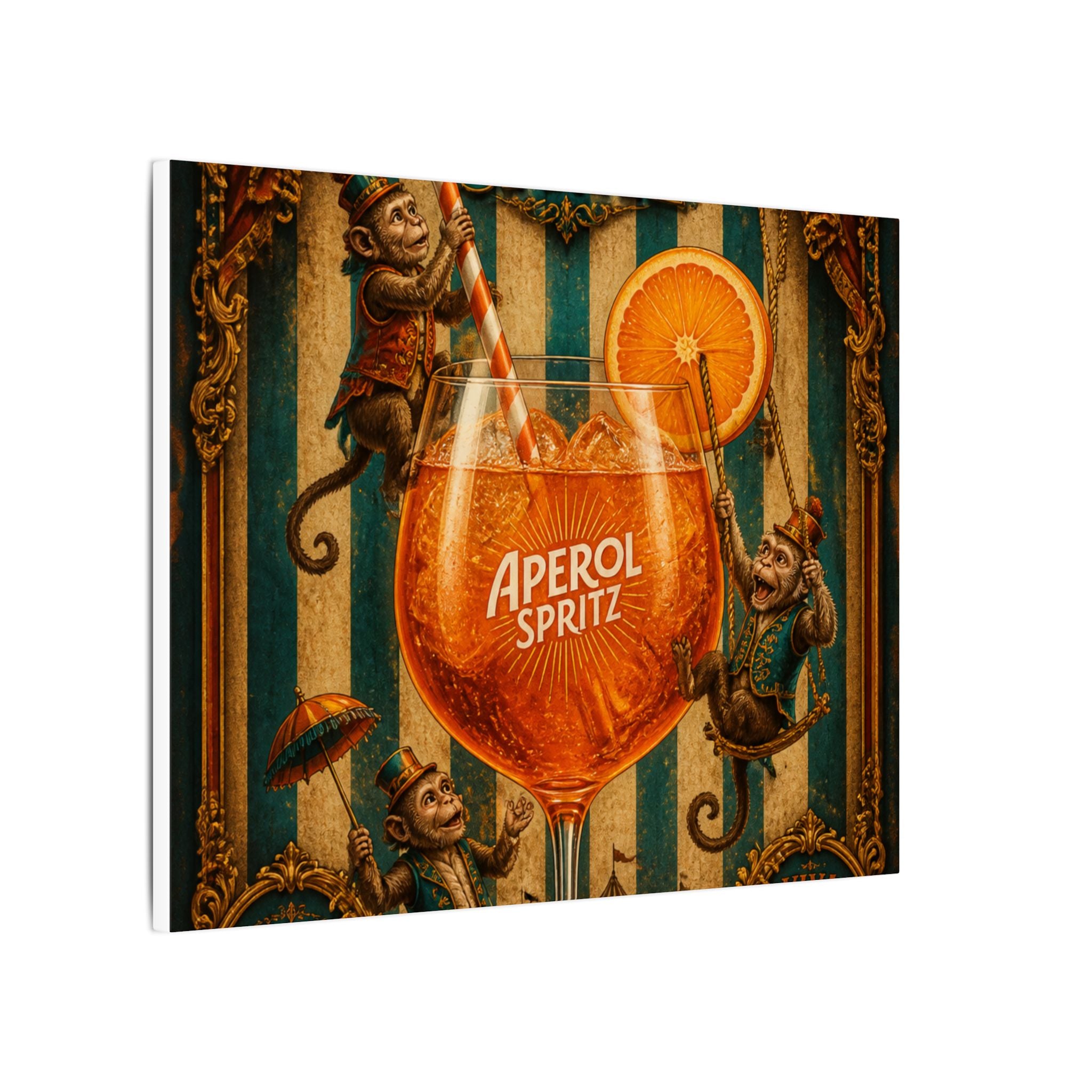 Aperol Spritz Monkeys Wall Art Canvas 16×20 Baroque Home Office Decor Maximalist Print