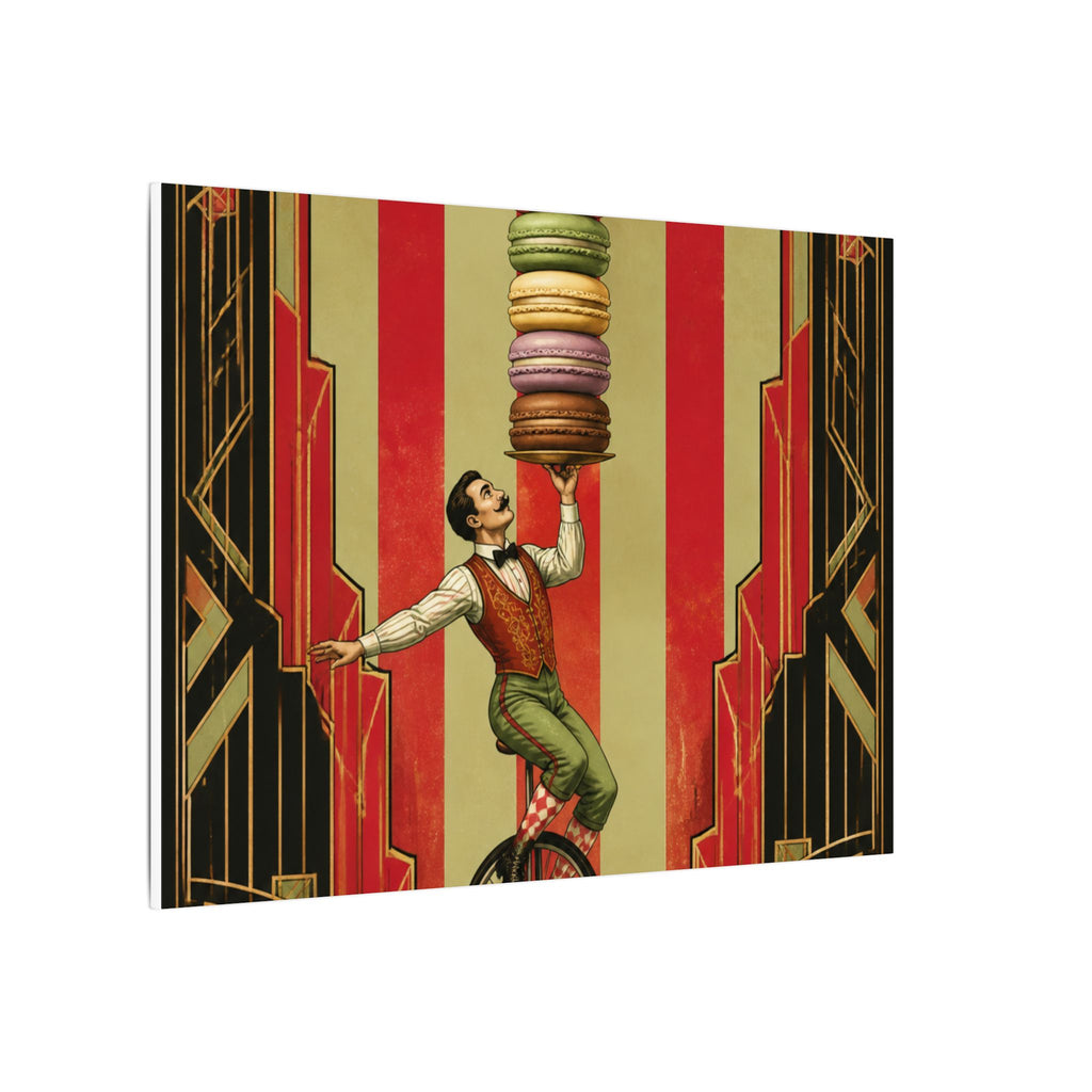 Macaron Balancing Tower Wall Art Canvas 16×20 Art Deco Entryway Decor Maximalist Print