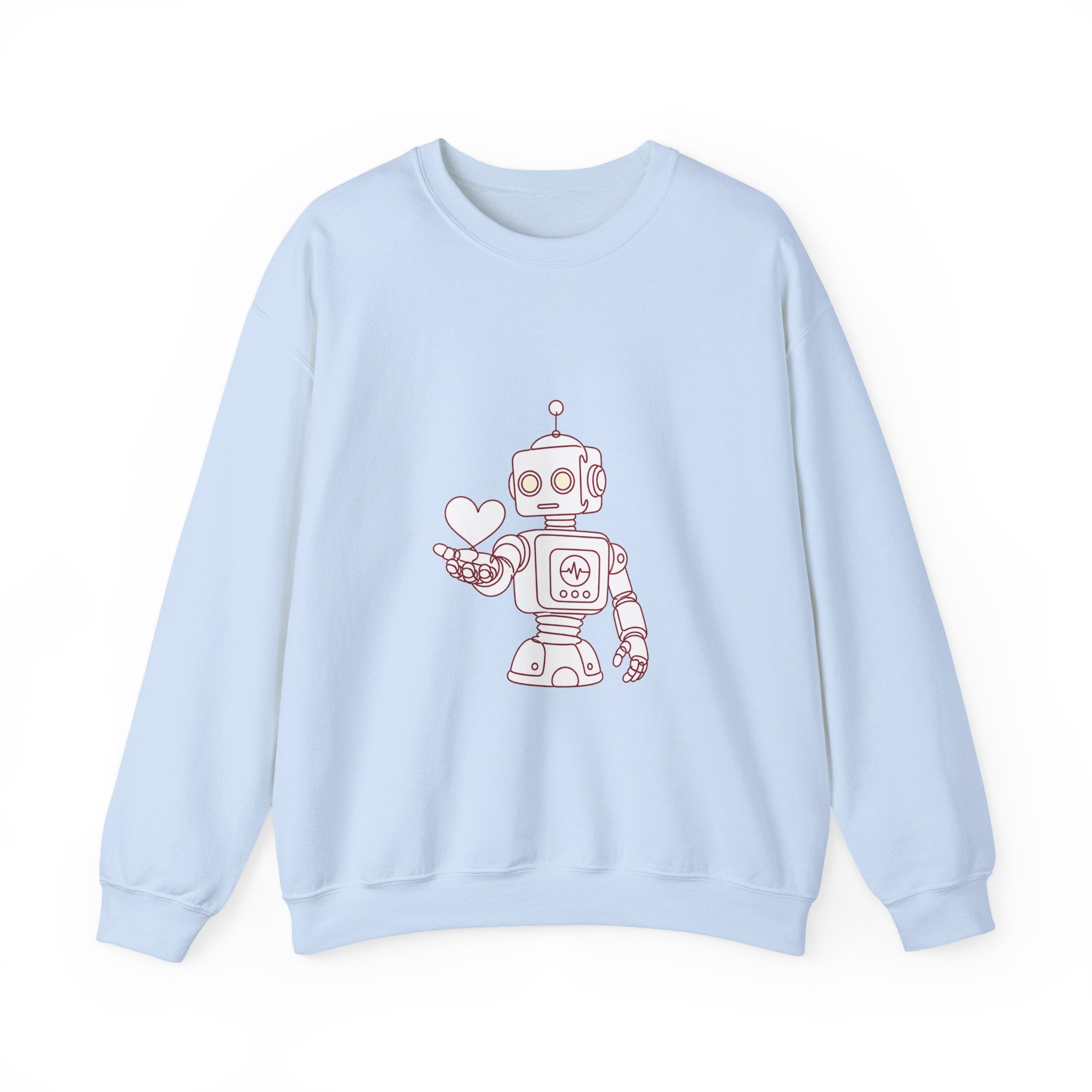 Matching Couple Sweatshirt - Robot & Heart Matching Couple Comfort Colors Crew Minimalist Art His Hers Christmas Gift - Design A