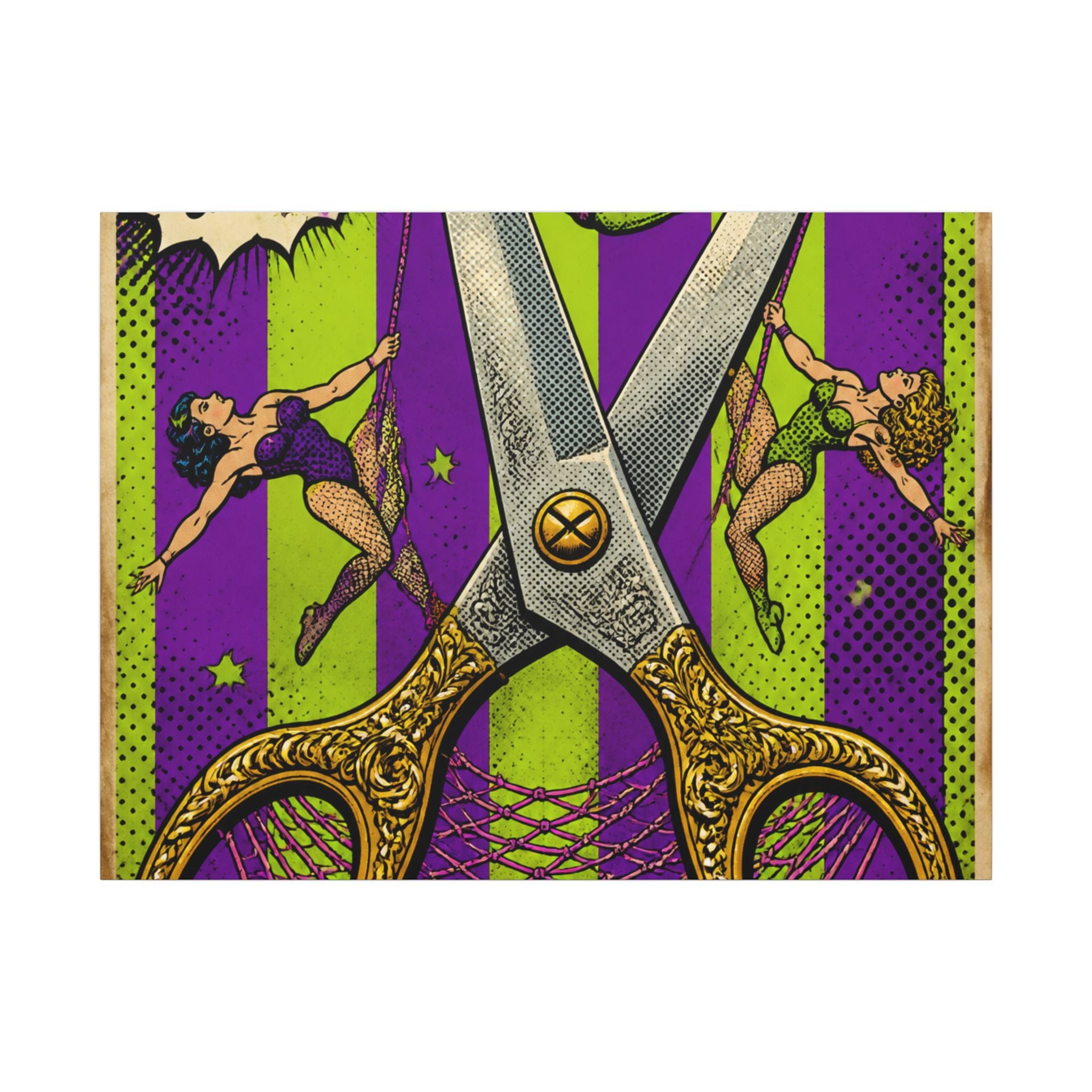 Giant Scissors Trapeze Wall Art Canvas 24×36 Pop Art Restaurant Decor Maximalist Print