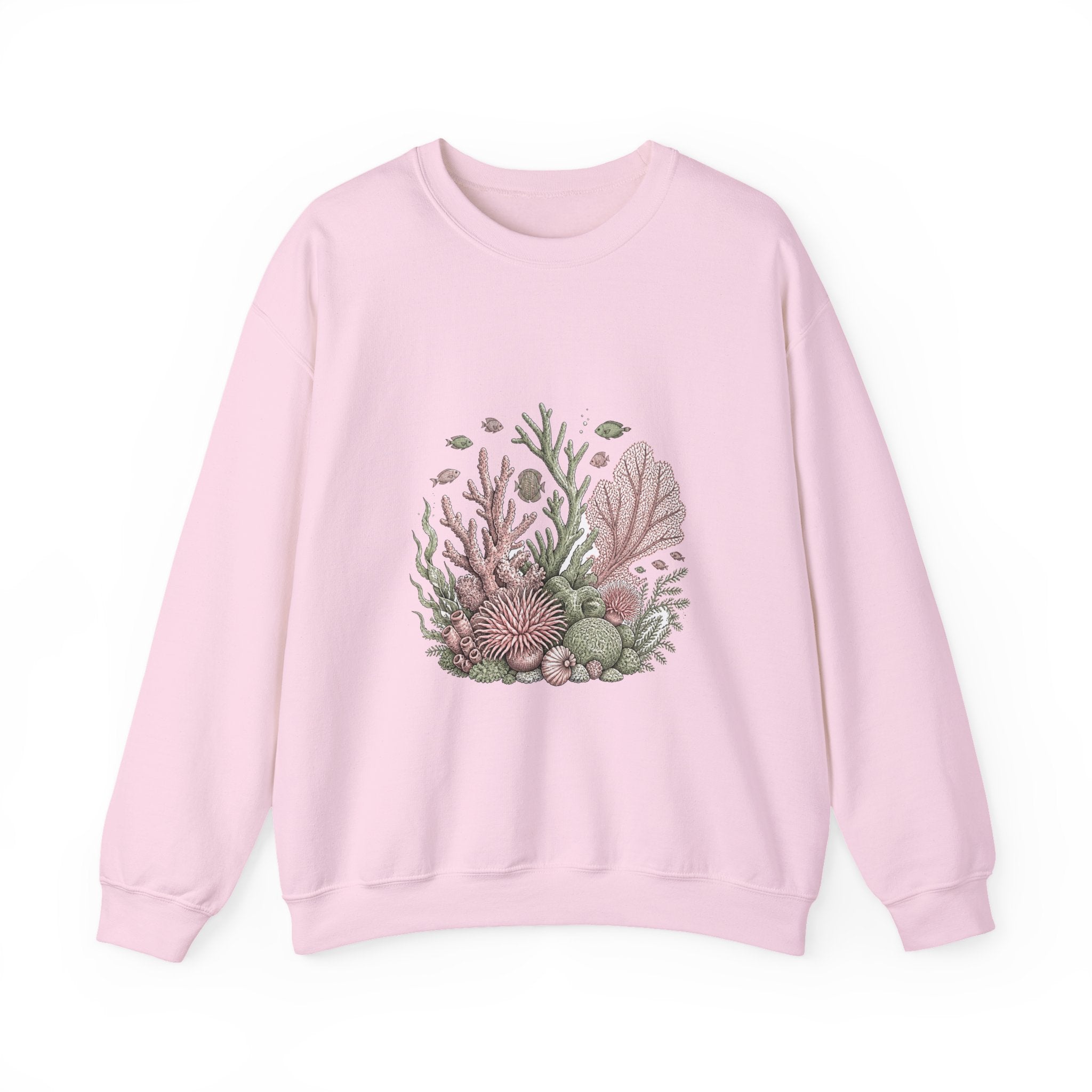 Matching Couple Sweatshirt - Coral Reef & Deep Sea Matching Couple Crewneck Sweatshirt Hand-Drawn Art His Hers Best Friend Gift - Design A