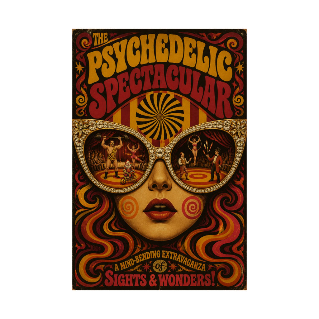 Sunglasses Circus Ring Wall Art Poster 18×24 Psychedelic Cafe Decor Maximalist Print