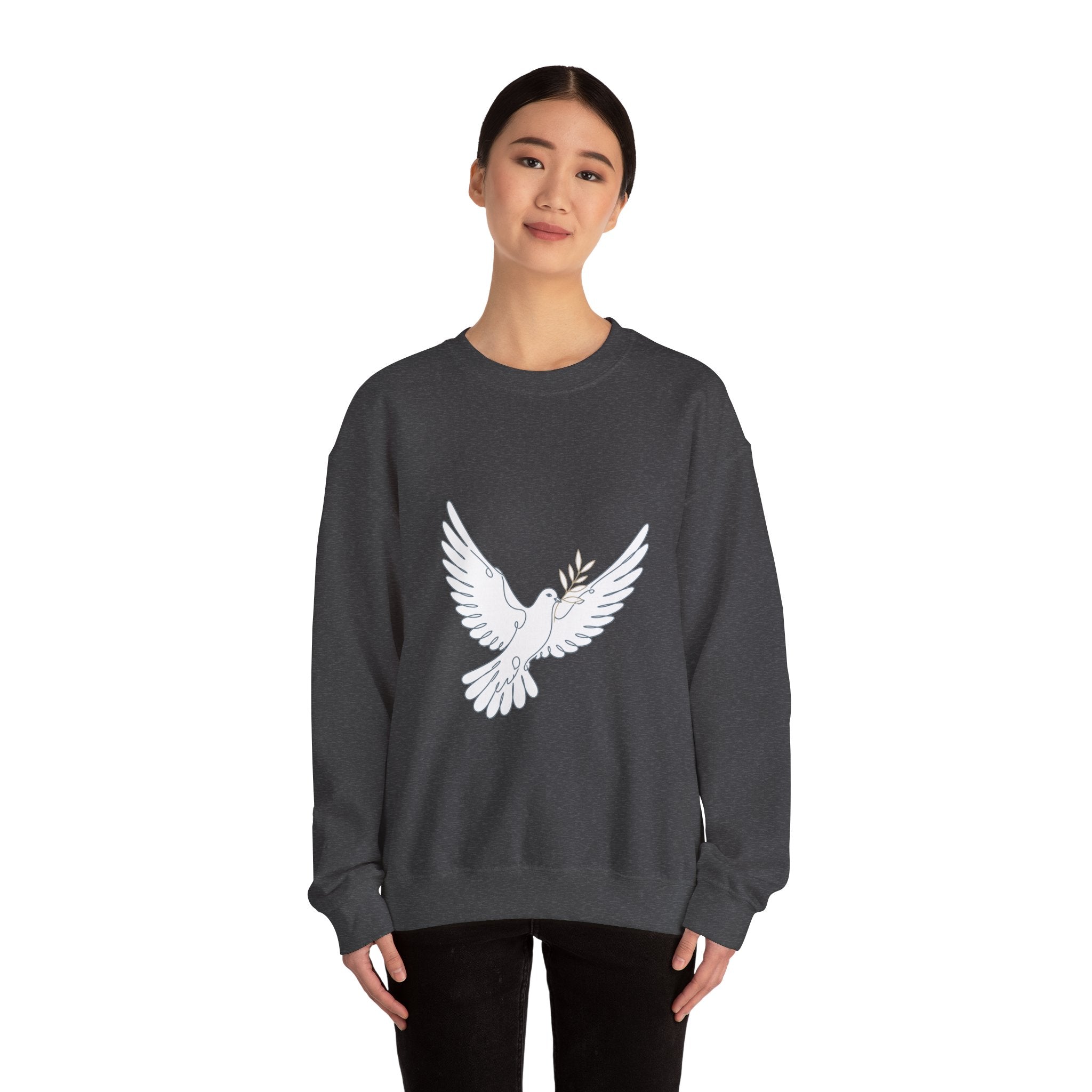 Matching Couple Sweatshirt - Wolf & Dove Matching Couple Comfort Colors Crew Minimalist Art His Hers Christmas Gift - Design B