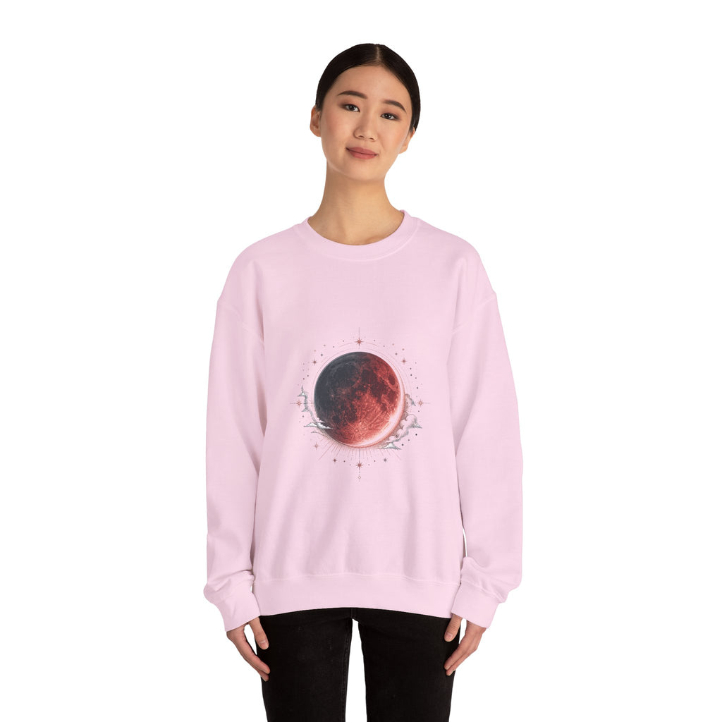 Matching Couple Sweatshirt - Solar & Lunar Eclipse Matching Couple Comfort Colors Crew Hand-Drawn Art His Hers Anniversary Gift - Design B