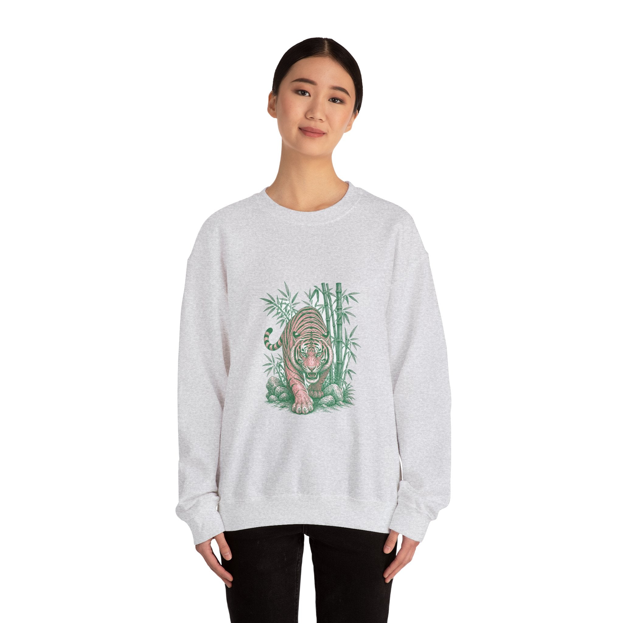 Matching Couple Sweatshirt - Tiger & Crane Matching Couple Comfort Colors Crew Vintage Art His Hers Honeymoon Gift - Design A
