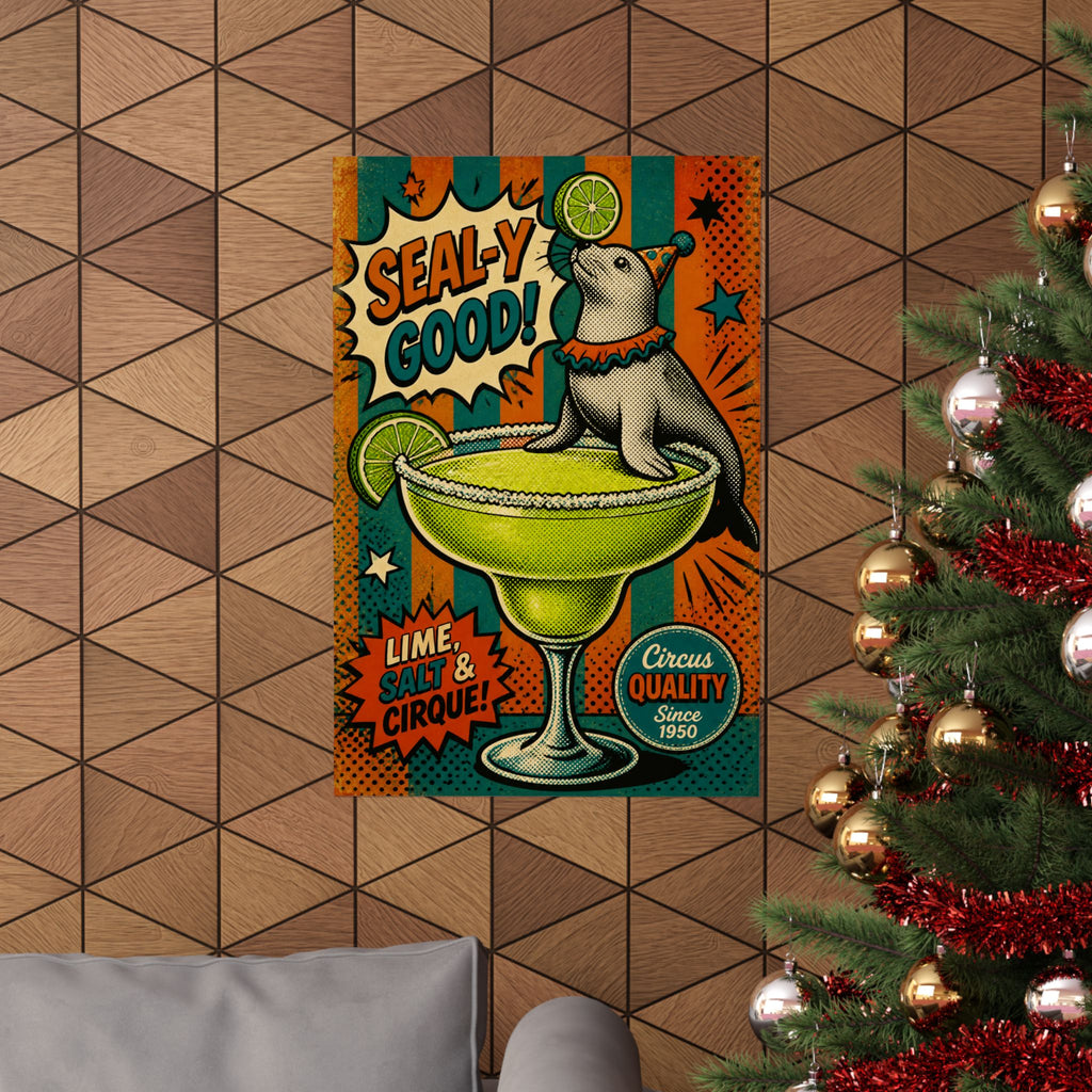 Margarita Balancing Seal Wall Art Poster 18×24 Pop Art Living Room Decor Maximalist Print