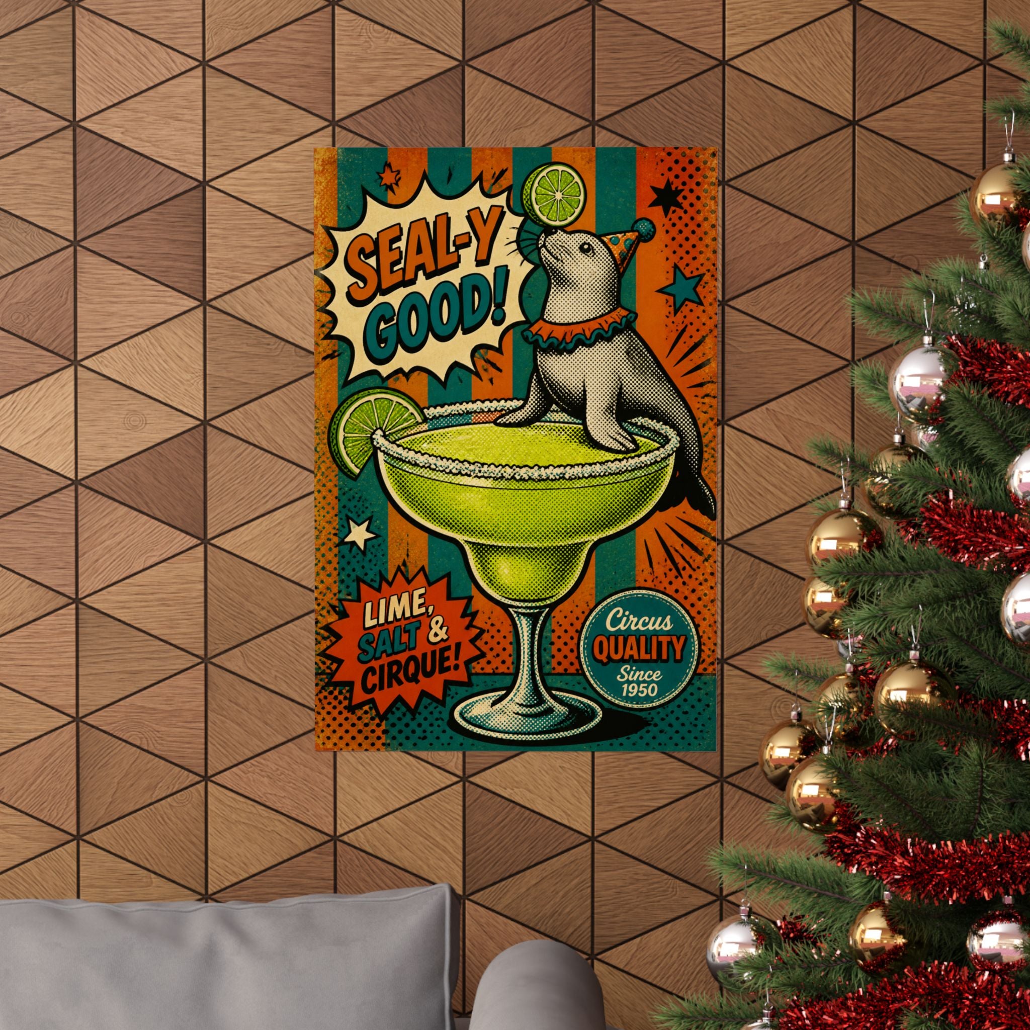 Margarita Balancing Seal Wall Art Poster 18×24 Pop Art Living Room Decor Maximalist Print