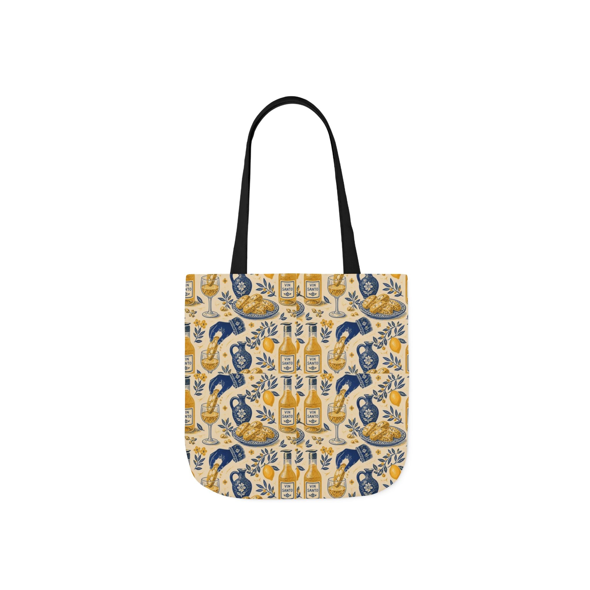 Biscotti & Vin Santo Canvas Tote Bag Mediterranean Kitchen Linocut Design Italian Cottagecore Gift