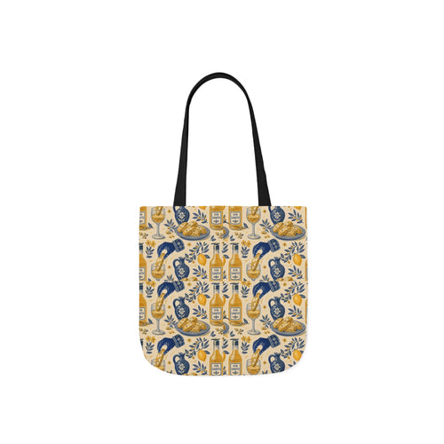 Biscotti & Vin Santo Canvas Tote Bag Mediterranean Kitchen Linocut Design Italian Cottagecore Gift