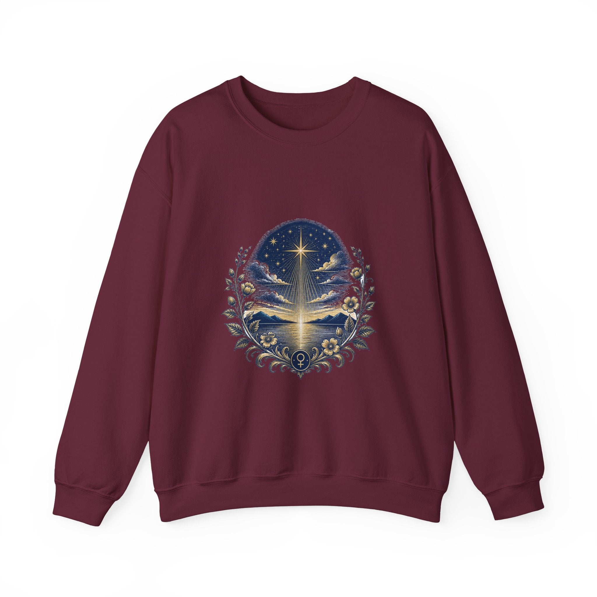 Matching Couple Sweatshirt - Evening & Morning Star Matching Couple Crewneck Sweatshirt Vintage Art His Hers Wedding Gift - Design A