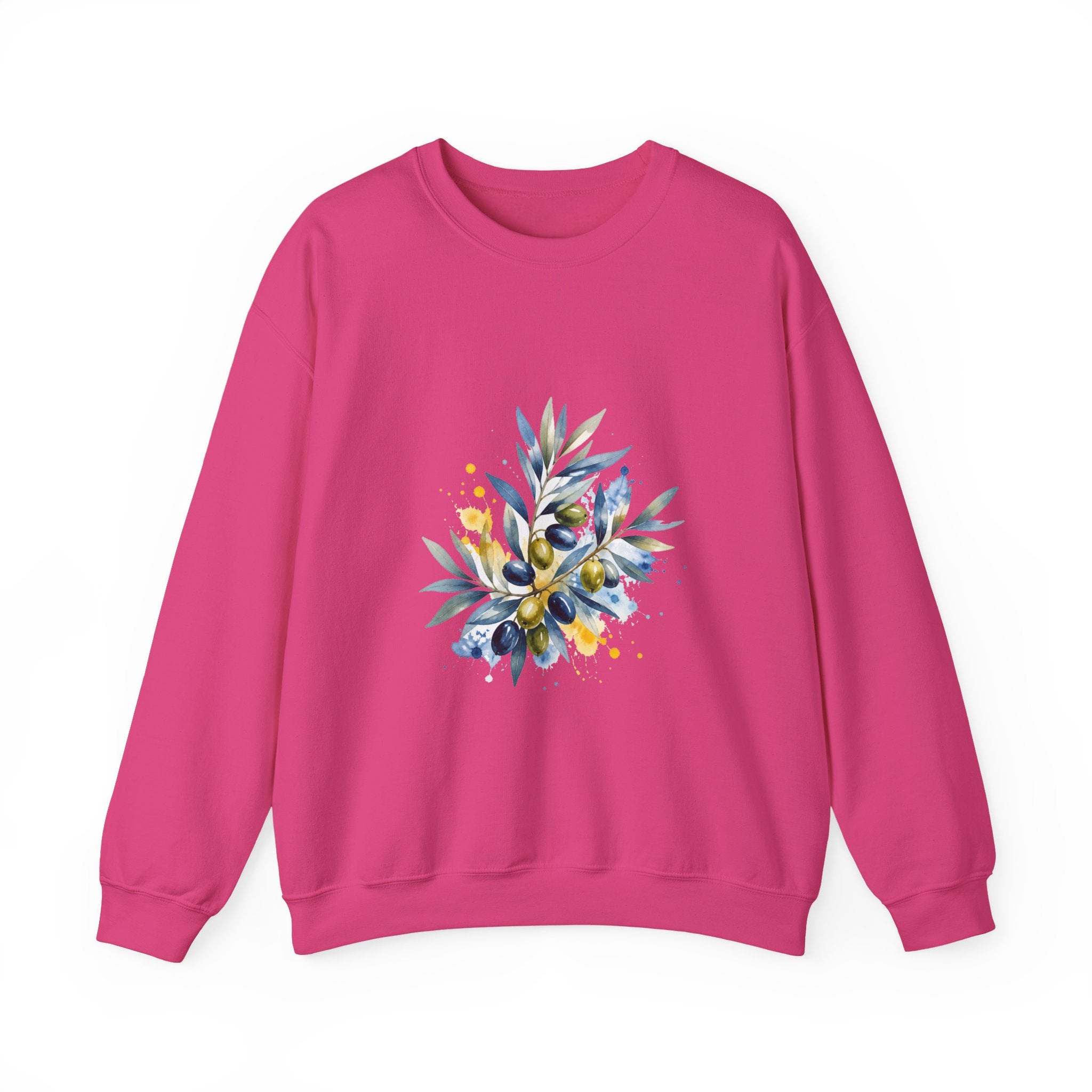 Matching Couple Sweatshirt - Olive Branch & Fig Matching Couple Premium Fleece Sweatshirt Watercolor Art His Hers Birthday Gift - Design A