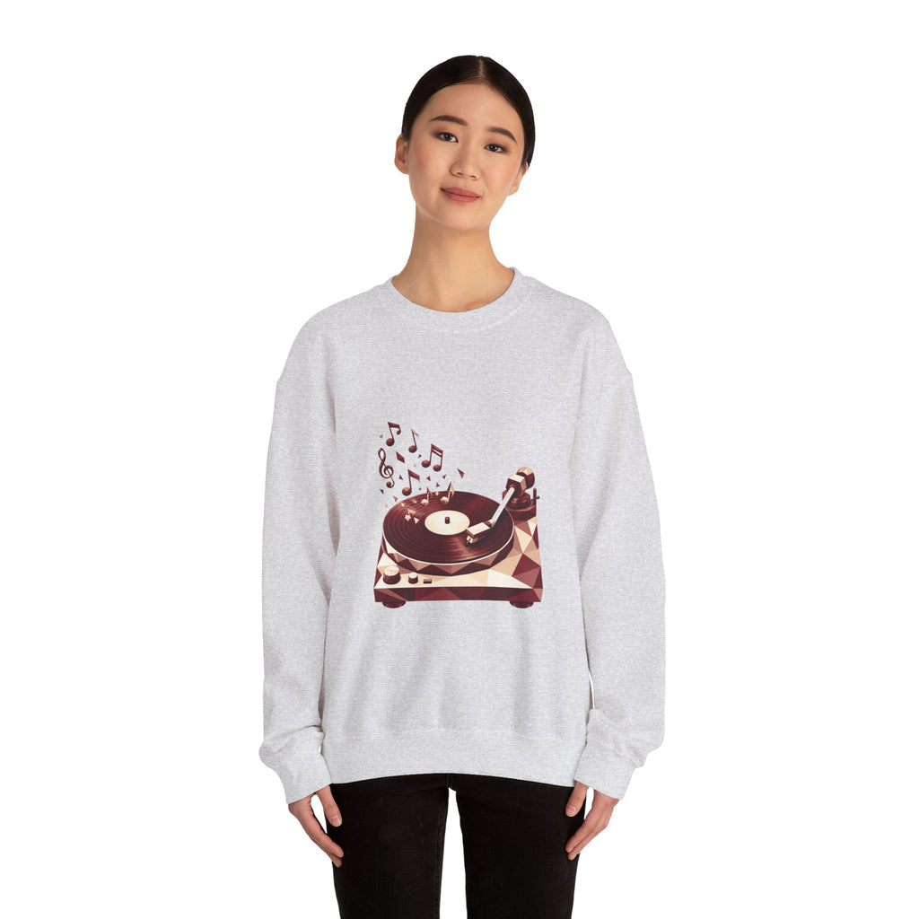 Matching Couple Sweatshirt - Vinyl & Cassette Matching Couple Crewneck Sweatshirt Geometric Art His Hers Couple Gift - Design A