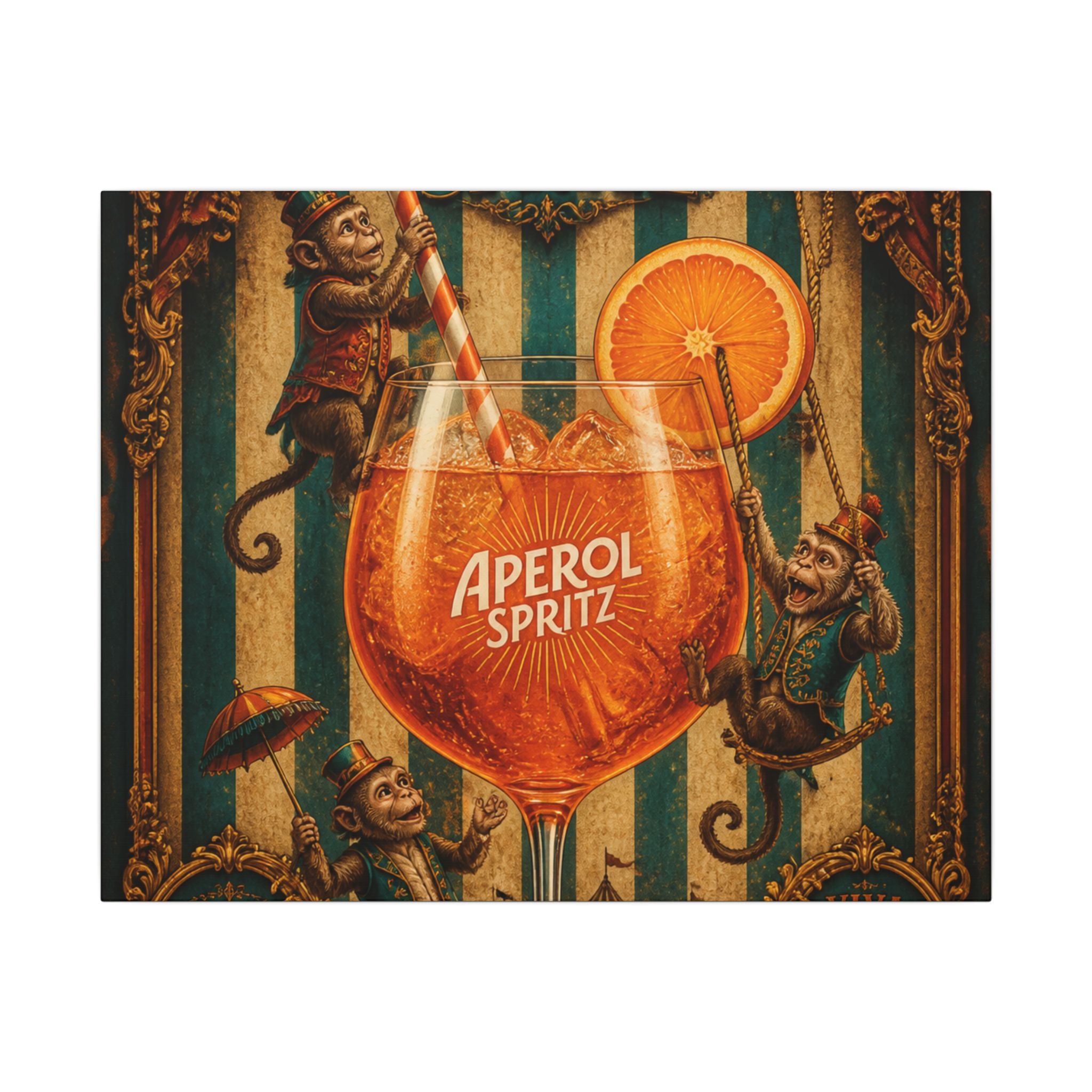 Aperol Spritz Monkeys Wall Art Canvas 16×20 Baroque Home Office Decor Maximalist Print