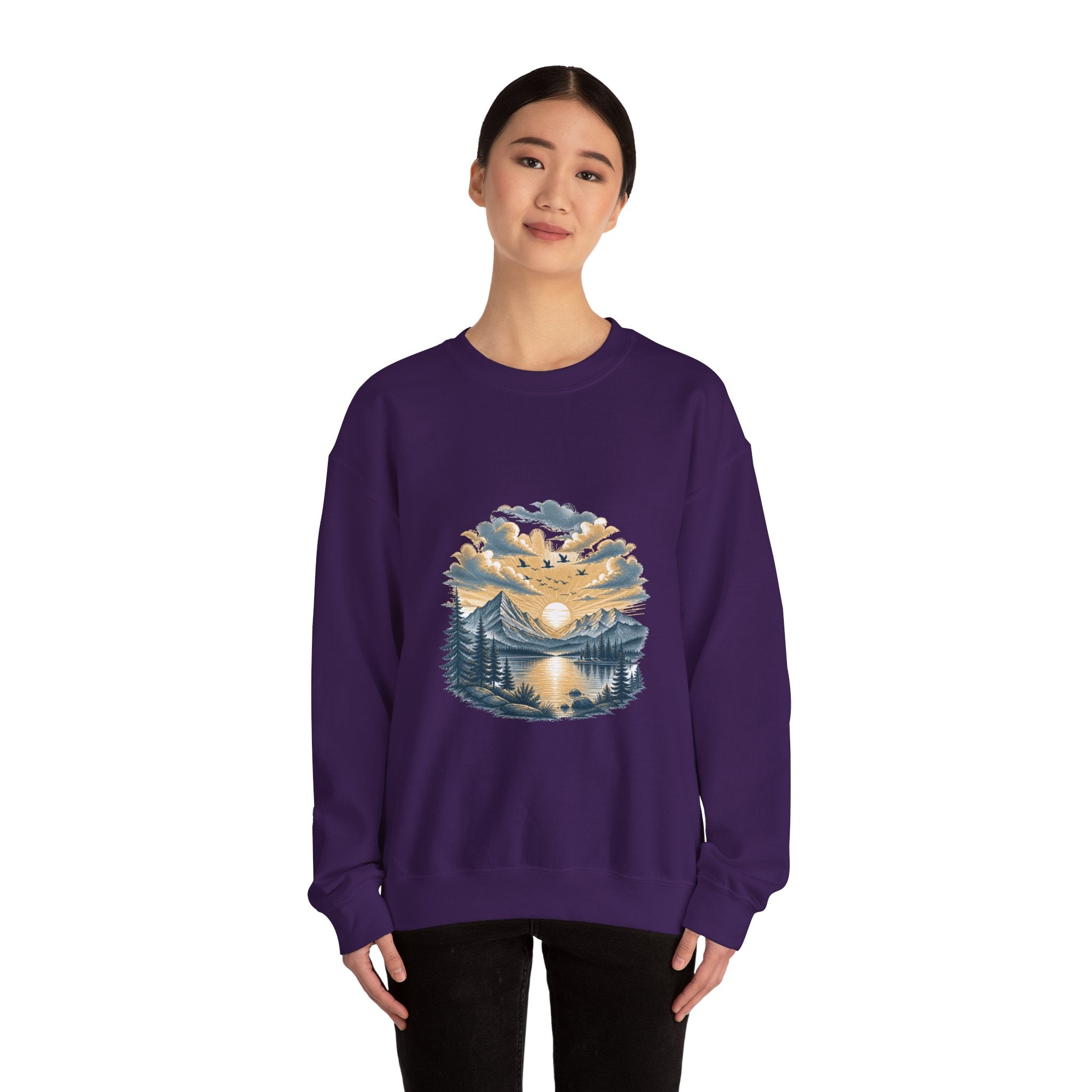 Matching Couple Sweatshirt - Sunrise & Sunset Matching Couple Comfort Colors Crew Hand-Drawn Art His Hers Anniversary Gift - Design B
