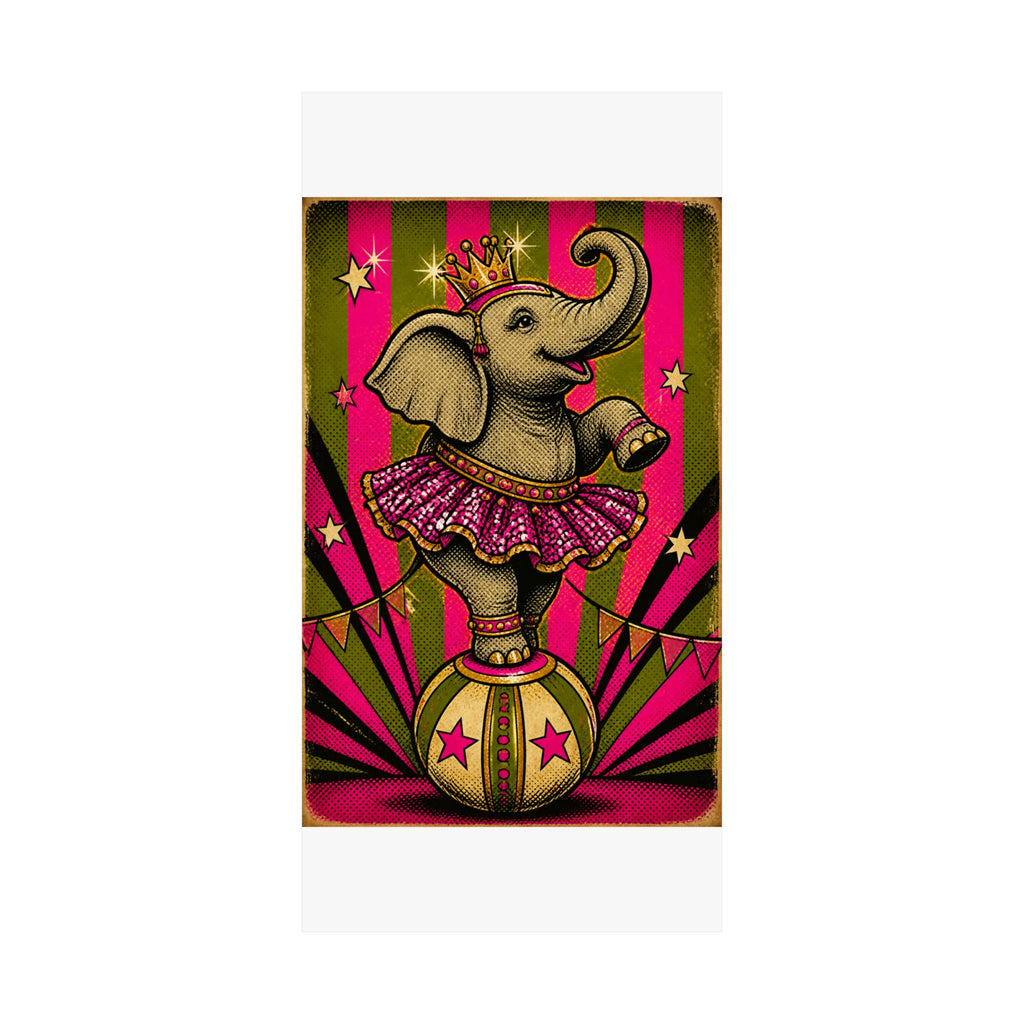 Elephant on Ball Wall Art Poster 24×36 Pop Art Restaurant Decor Maximalist Print