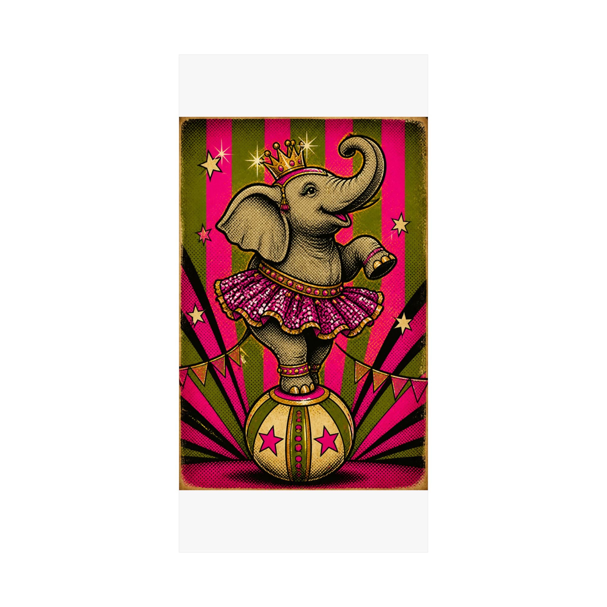 Elephant on Ball Wall Art Poster 24×36 Pop Art Restaurant Decor Maximalist Print