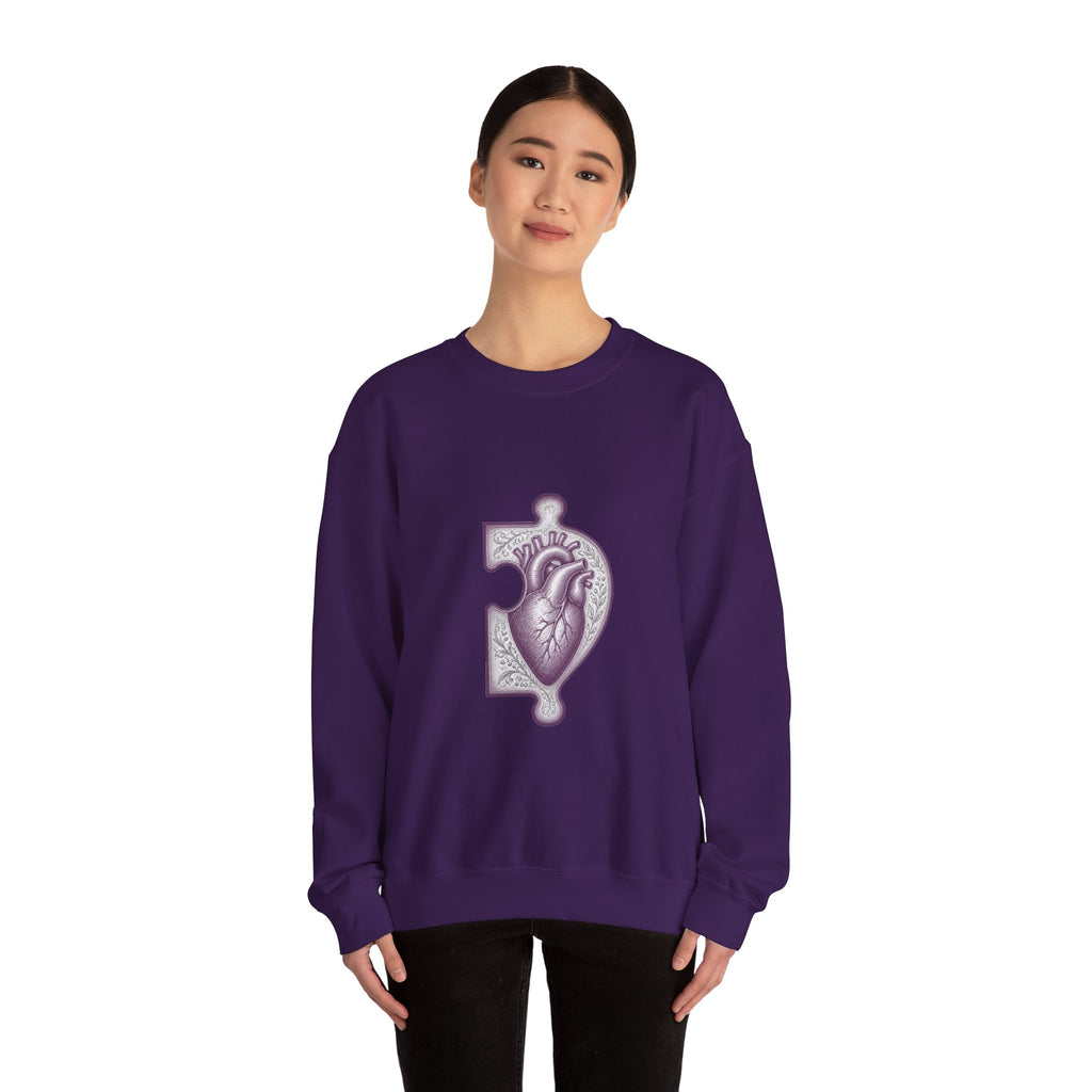 Matching Couple Sweatshirt - Puzzle Pieces Matching Couple Premium Fleece Sweatshirt Vintage Art His Hers Honeymoon Gift - Design B