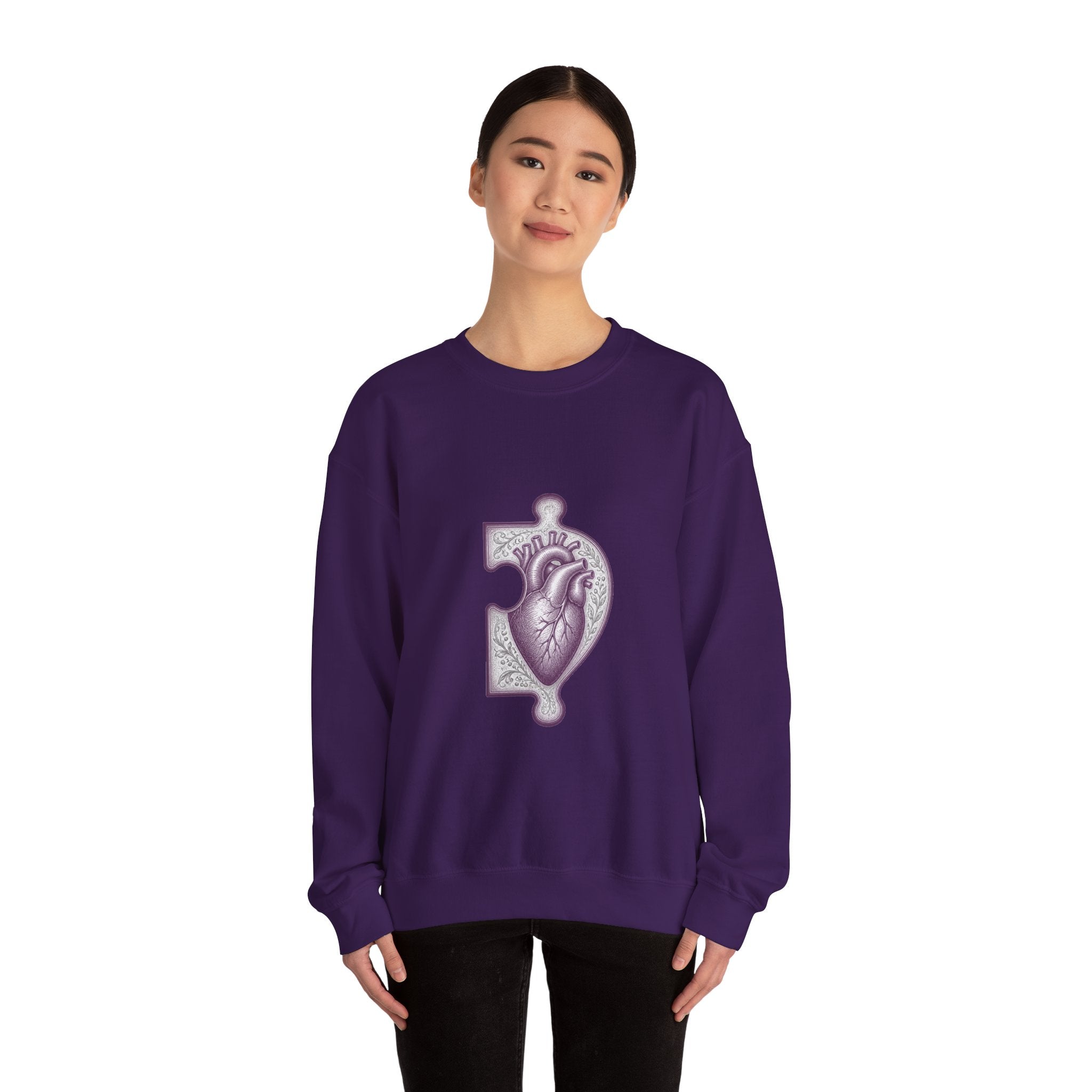 Matching Couple Sweatshirt - Puzzle Pieces Matching Couple Premium Fleece Sweatshirt Vintage Art His Hers Honeymoon Gift - Design B