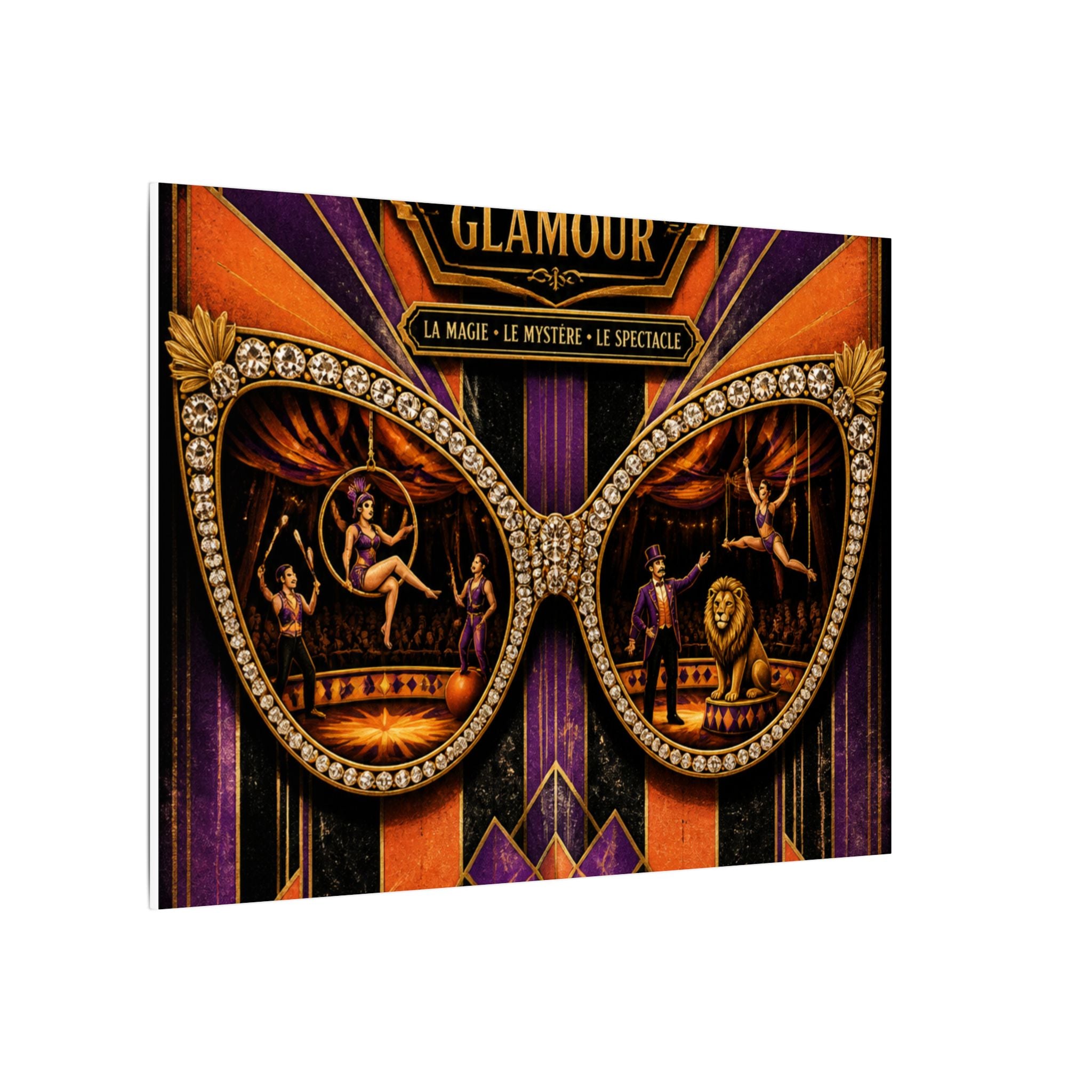 Sunglasses Circus Ring Wall Art Canvas 16×20 Art Deco Entryway Decor Maximalist Print