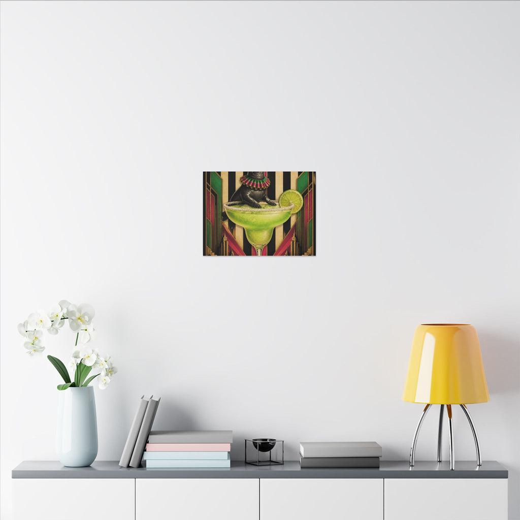 Margarita Balancing Seal Wall Art Canvas 24×36 Art Deco Bar Area Decor Maximalist Print