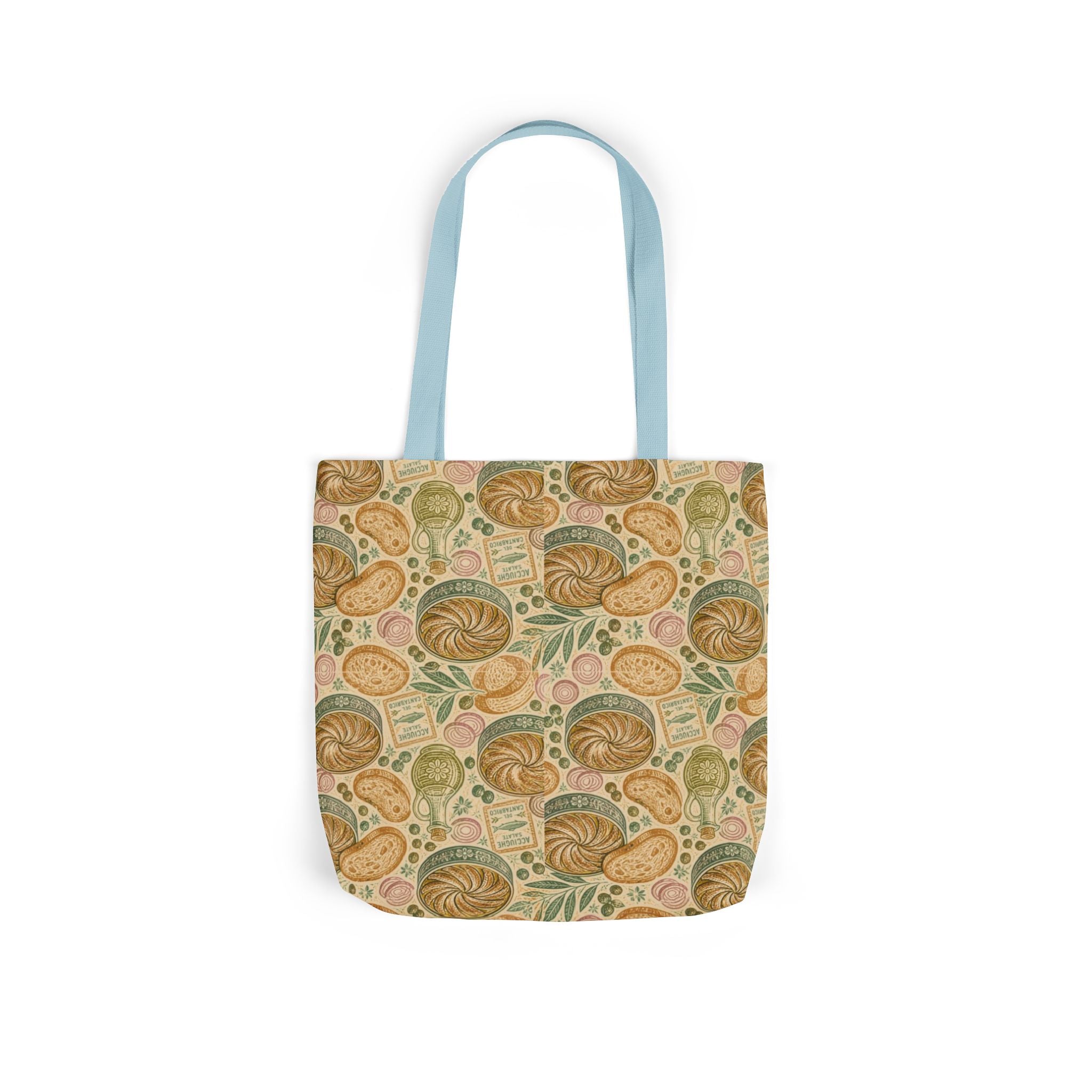 Anchovies & Capers Canvas Tote Bag Mediterranean Kitchen Linocut Design Italian Cottagecore Gift