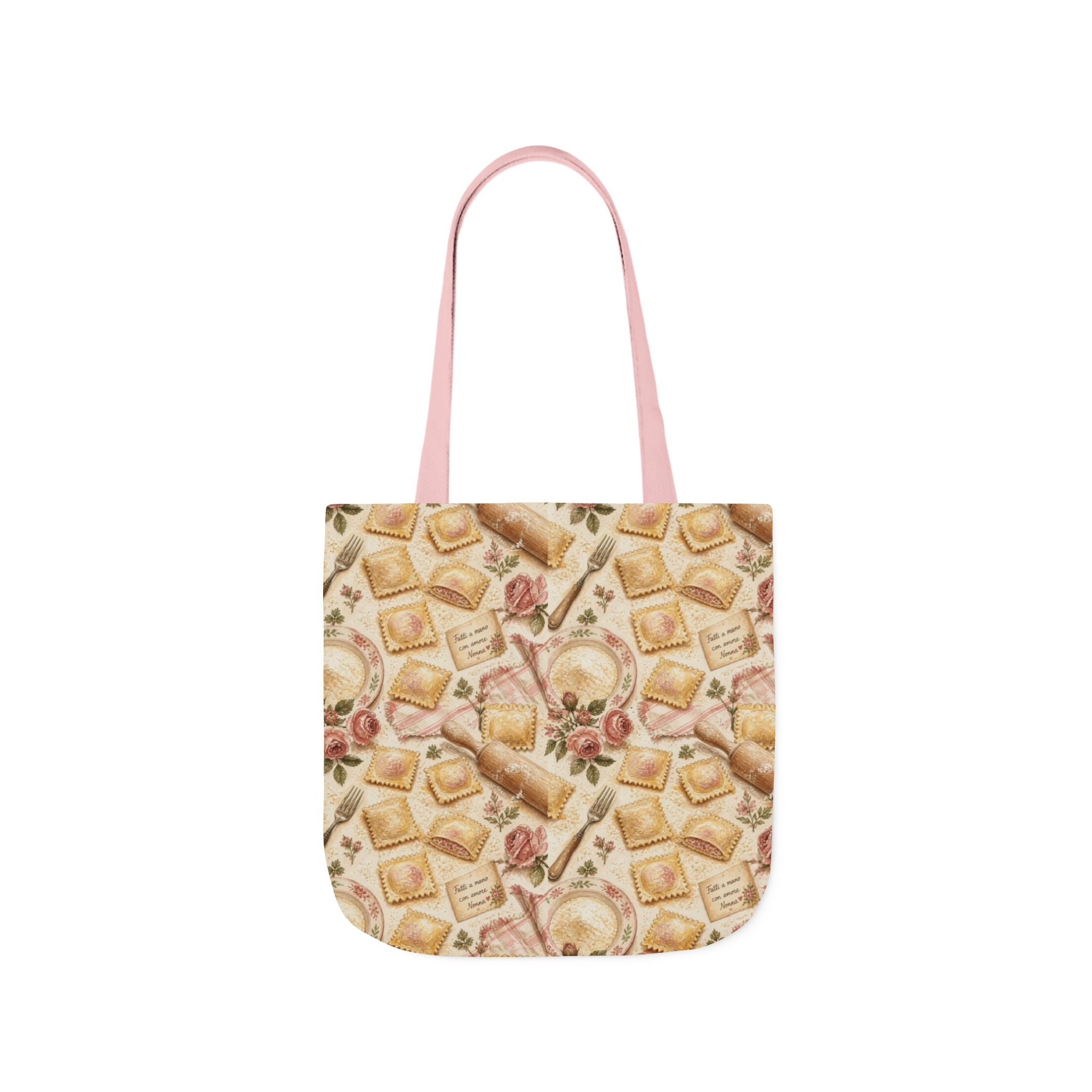 Fresh Ravioli Canvas Tote Bag Mediterranean Kitchen Watercolor Design Italian Cottagecore Gift