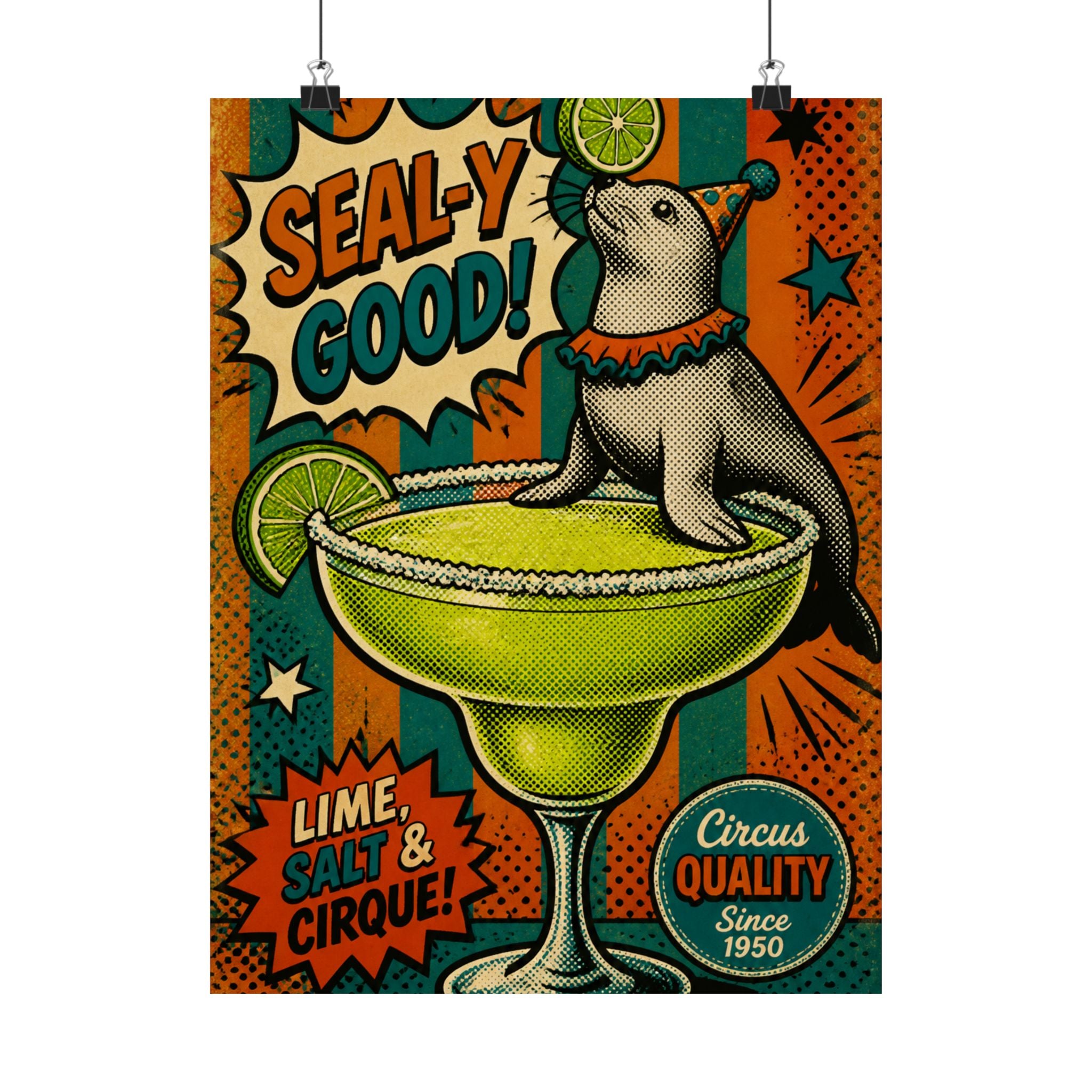 Margarita Balancing Seal Wall Art Poster 18×24 Pop Art Living Room Decor Maximalist Print
