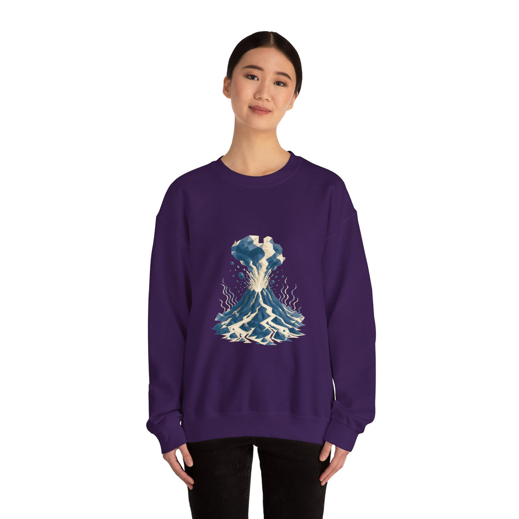 Matching Couple Sweatshirt - Volcano & Glacier Matching Couple Premium Fleece Sweatshirt Geometric Art His Hers Love Gift - Design A