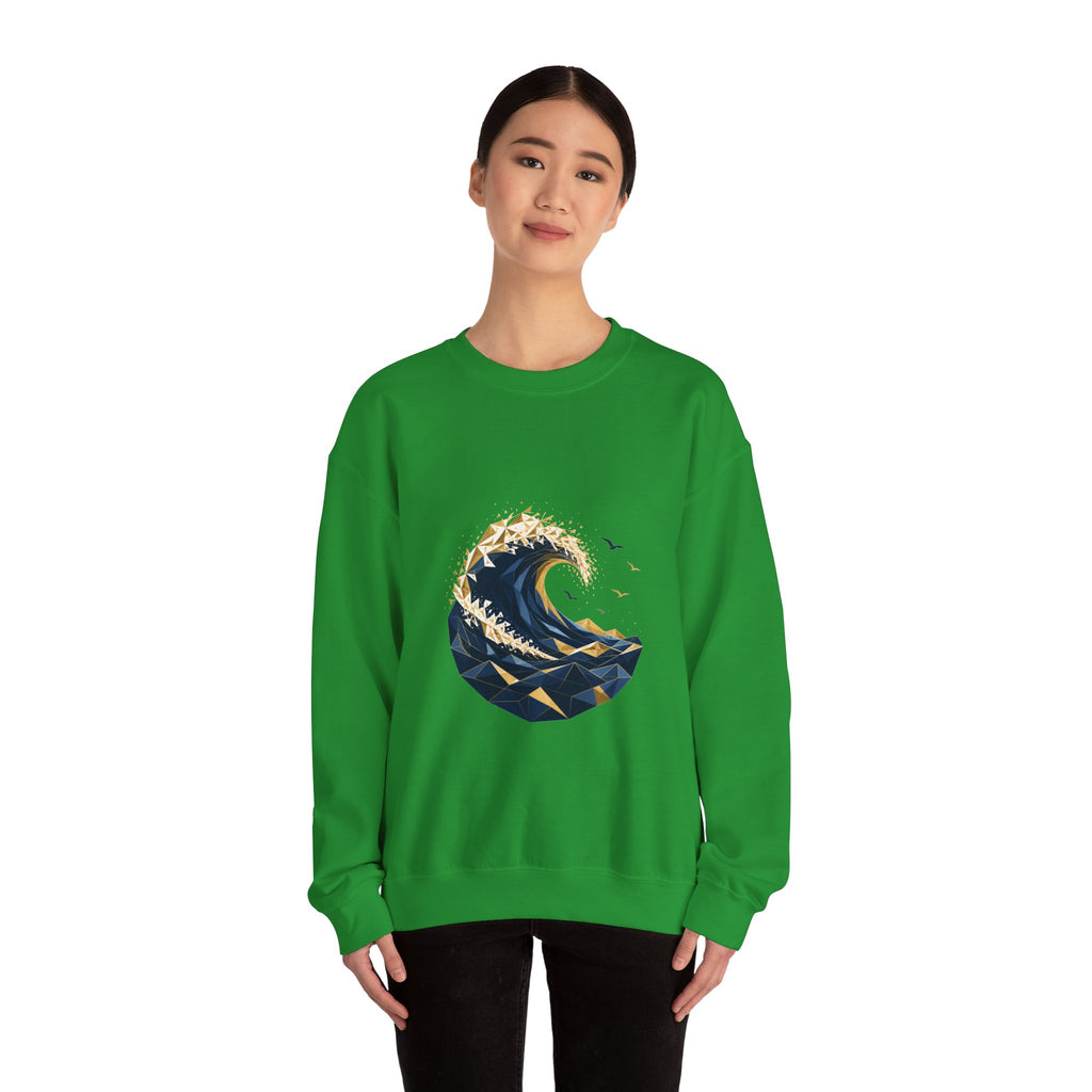 Matching Couple Sweatshirt - Mountain & Ocean Matching Couple Crewneck Sweatshirt Geometric Art His Hers Couple Gift - Design B
