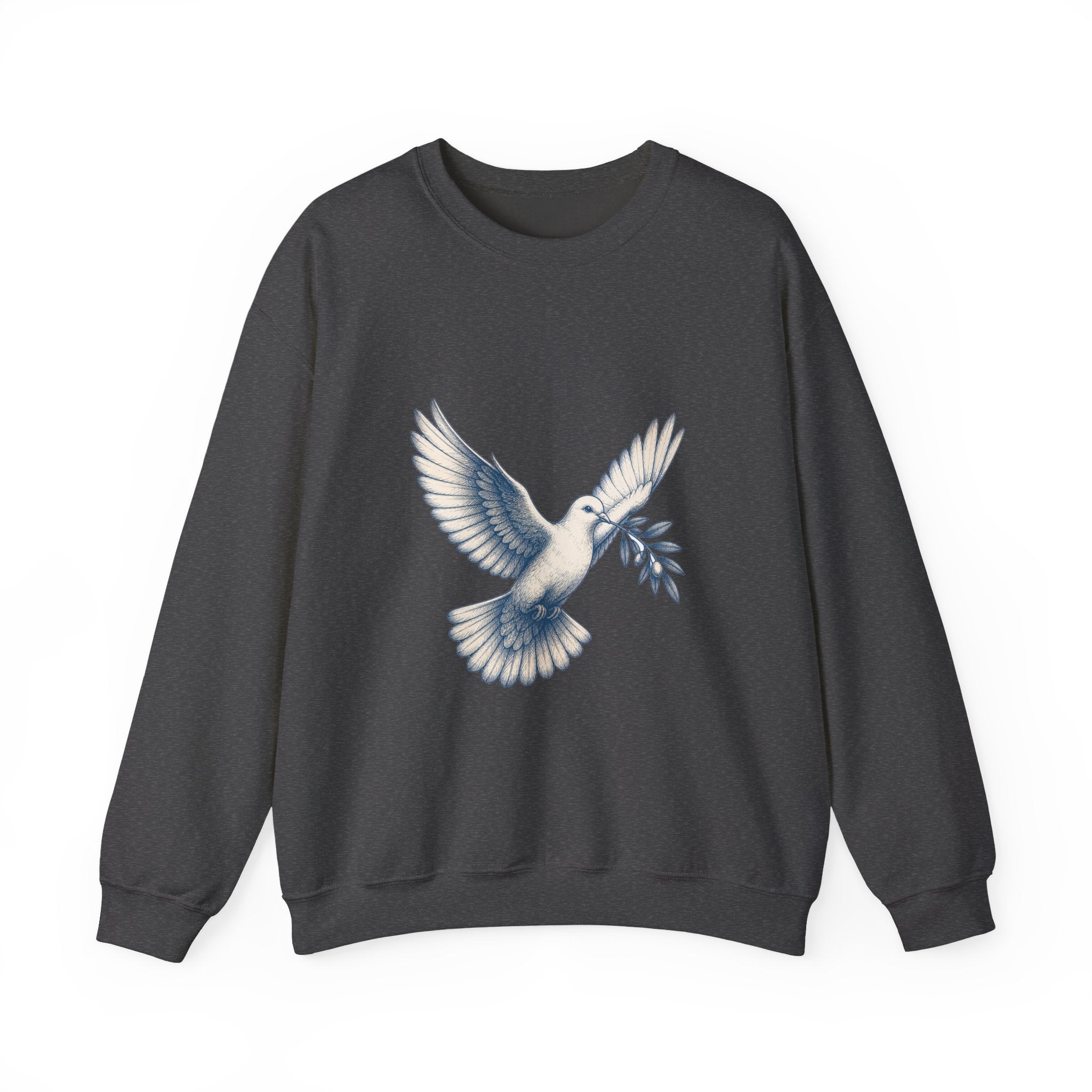 Matching Couple Sweatshirt - Wolf & Dove Matching Couple Premium Fleece Sweatshirt Hand-Drawn Art His Hers Anniversary Gift - Design B