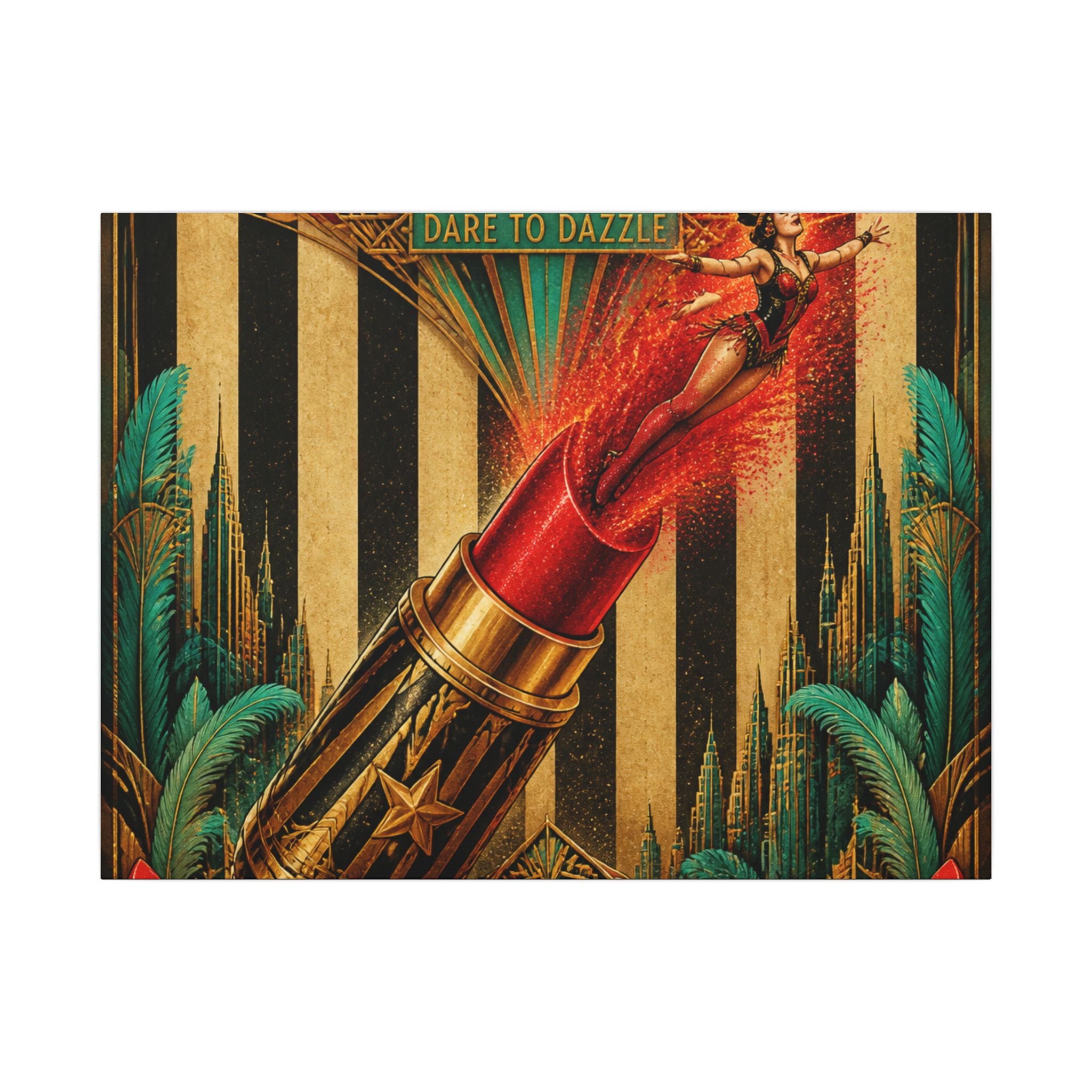 Lipstick Cannon Wall Art Canvas 16×20 Art Deco Entryway Decor Maximalist Print