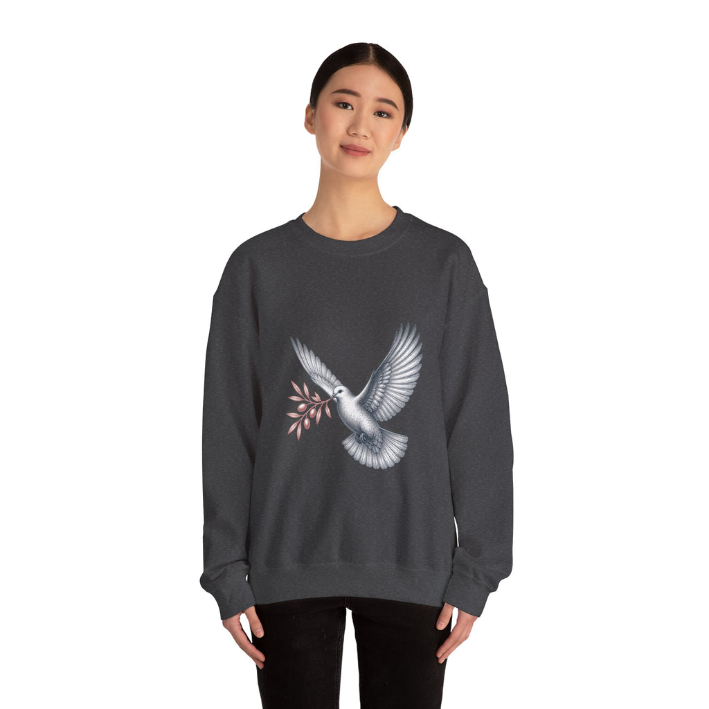 Matching Couple Sweatshirt - Wolf & Dove Matching Couple Premium Fleece Sweatshirt Vintage Art His Hers Honeymoon Gift - Design B