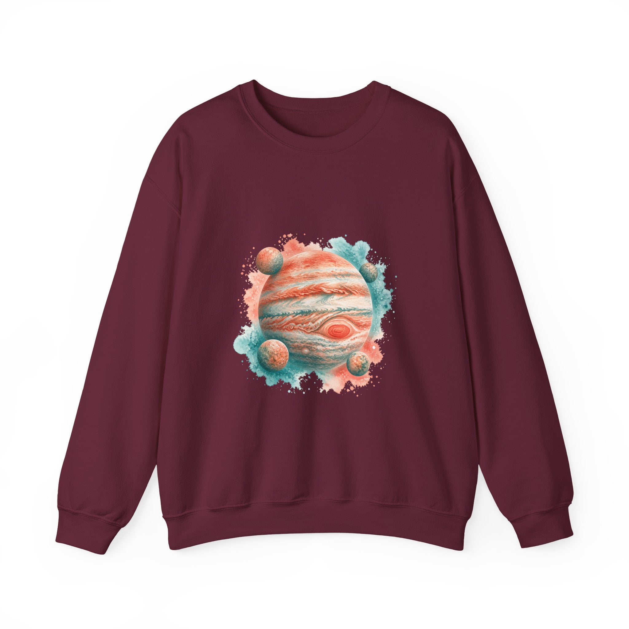 Matching Couple Sweatshirt - Saturn & Jupiter Matching Couple Premium Fleece Sweatshirt Watercolor Art His Hers Birthday Gift - Design B