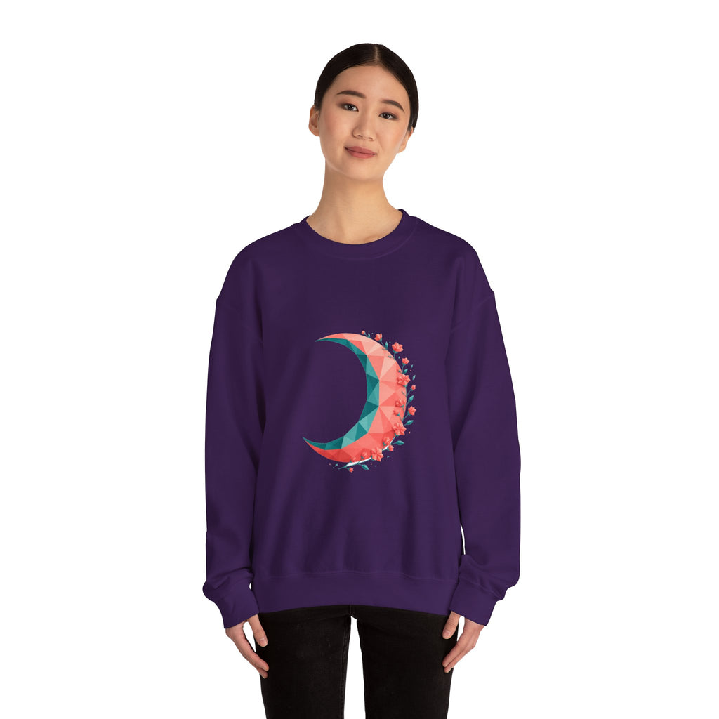 Matching Couple Sweatshirt - Waxing & Waning Moon Matching Couple Crewneck Sweatshirt Geometric Art His Hers Couple Gift - Design A