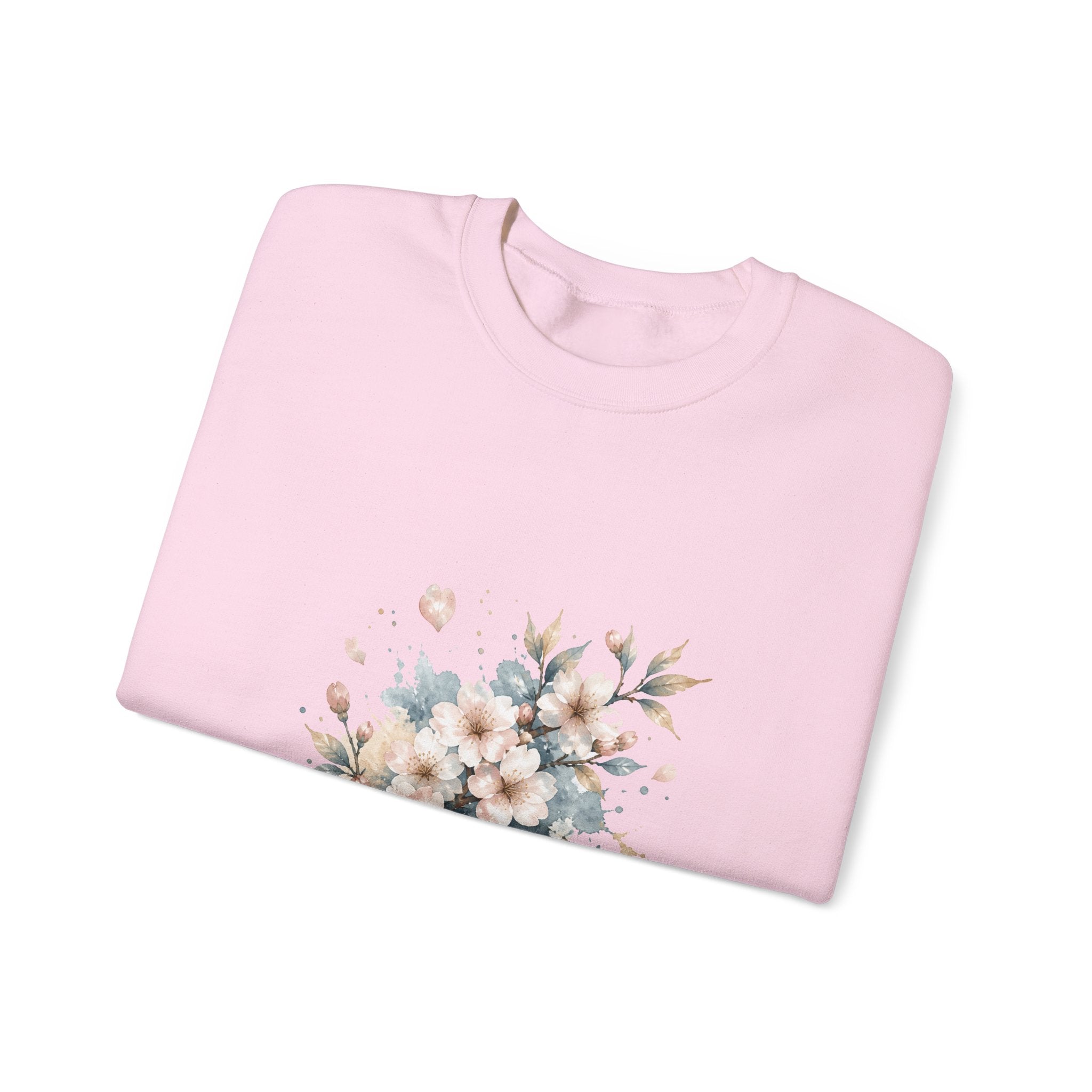Matching Couple Sweatshirt - Cherry Blossom & Maple Leaf Matching Couple Crewneck Sweatshirt Watercolor Art His Hers Engagement Gift - Design A