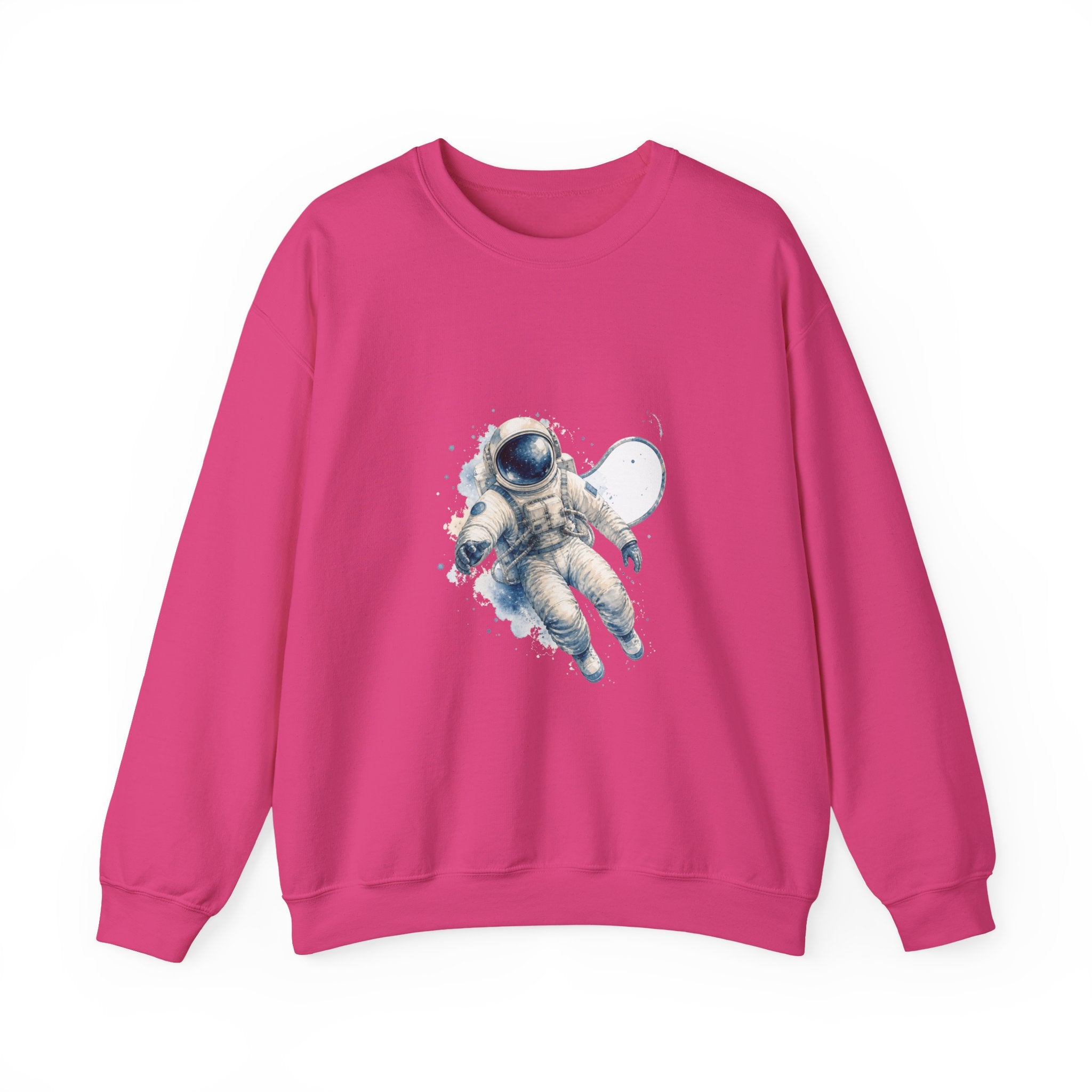 Matching Couple Sweatshirt - Astronaut & Planet Matching Couple Crewneck Sweatshirt Watercolor Art His Hers Engagement Gift - Design A