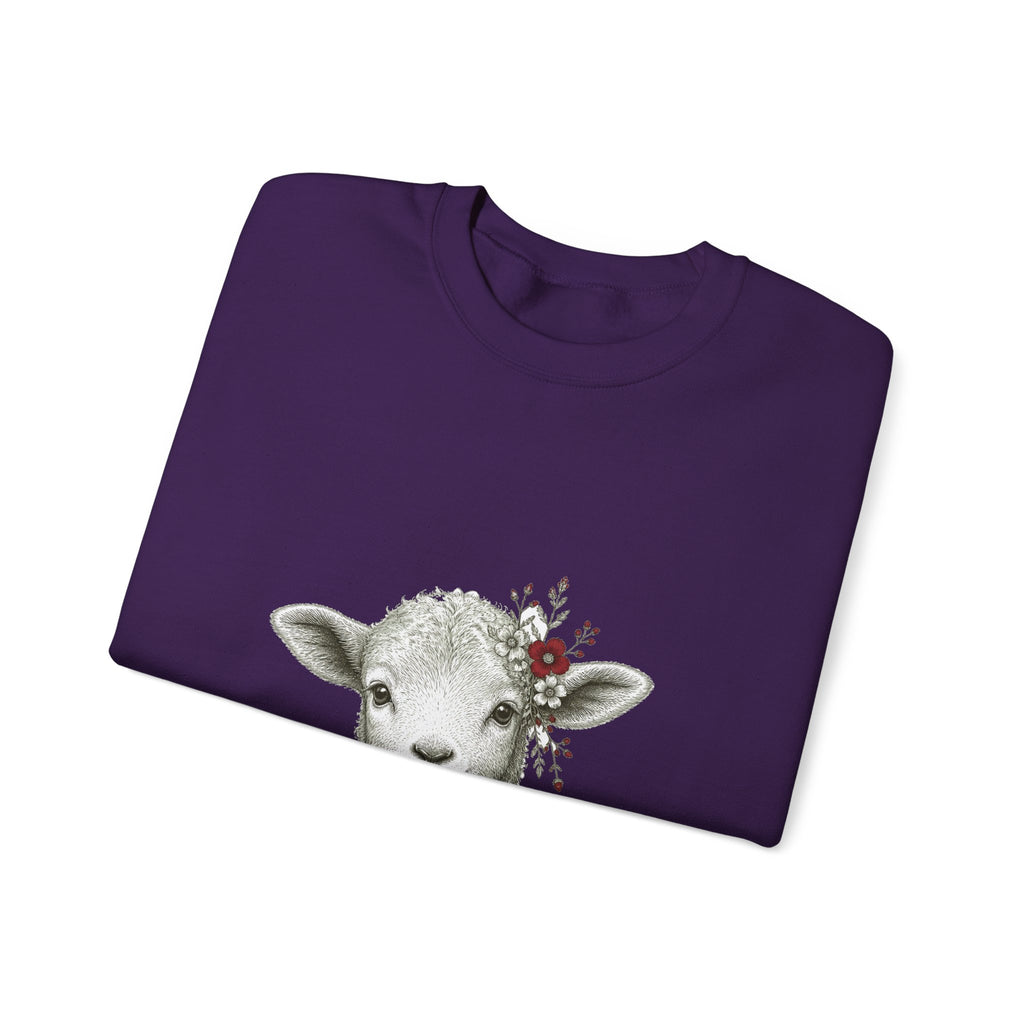 Matching Couple Sweatshirt - Lion & Lamb Matching Couple Crewneck Sweatshirt Hand-Drawn Art His Hers Best Friend Gift - Design B