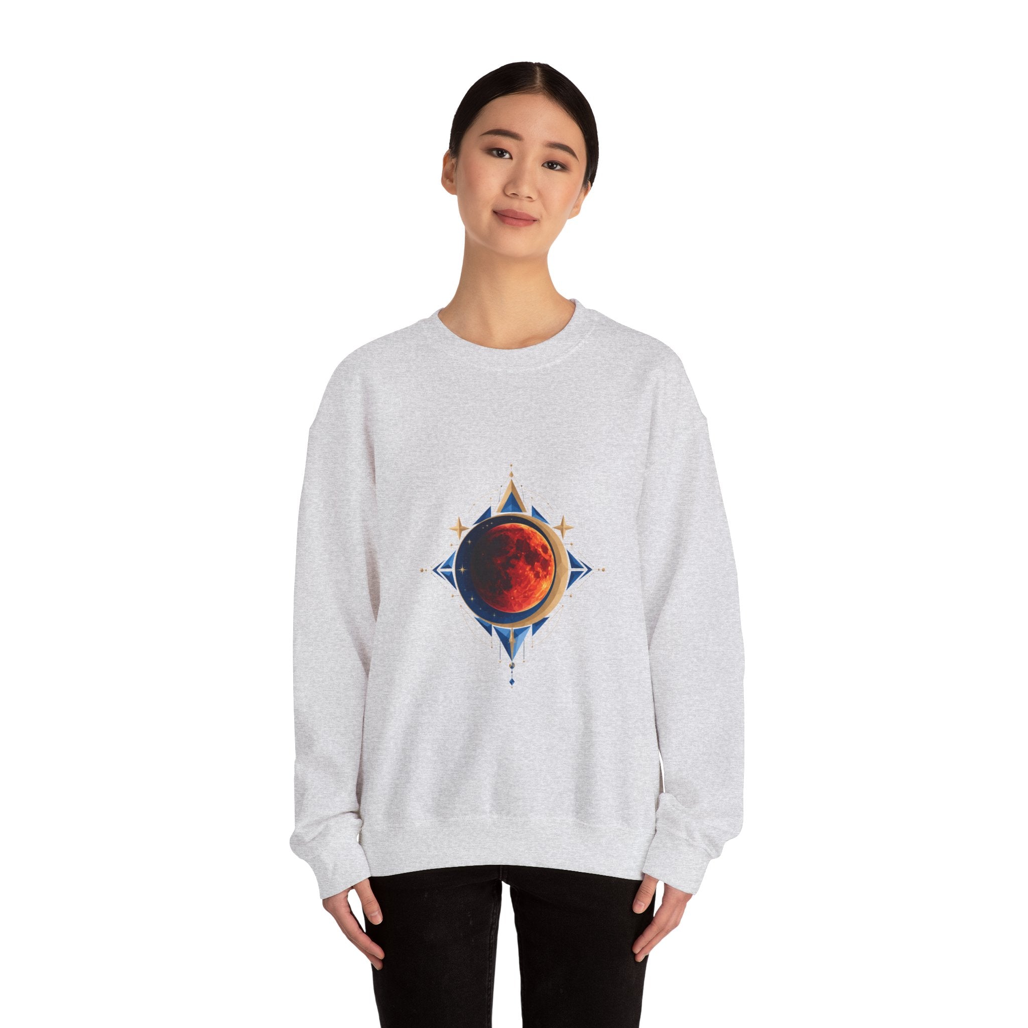 Matching Couple Sweatshirt - Solar & Lunar Eclipse Matching Couple Crewneck Sweatshirt Geometric Art His Hers Couple Gift - Design B