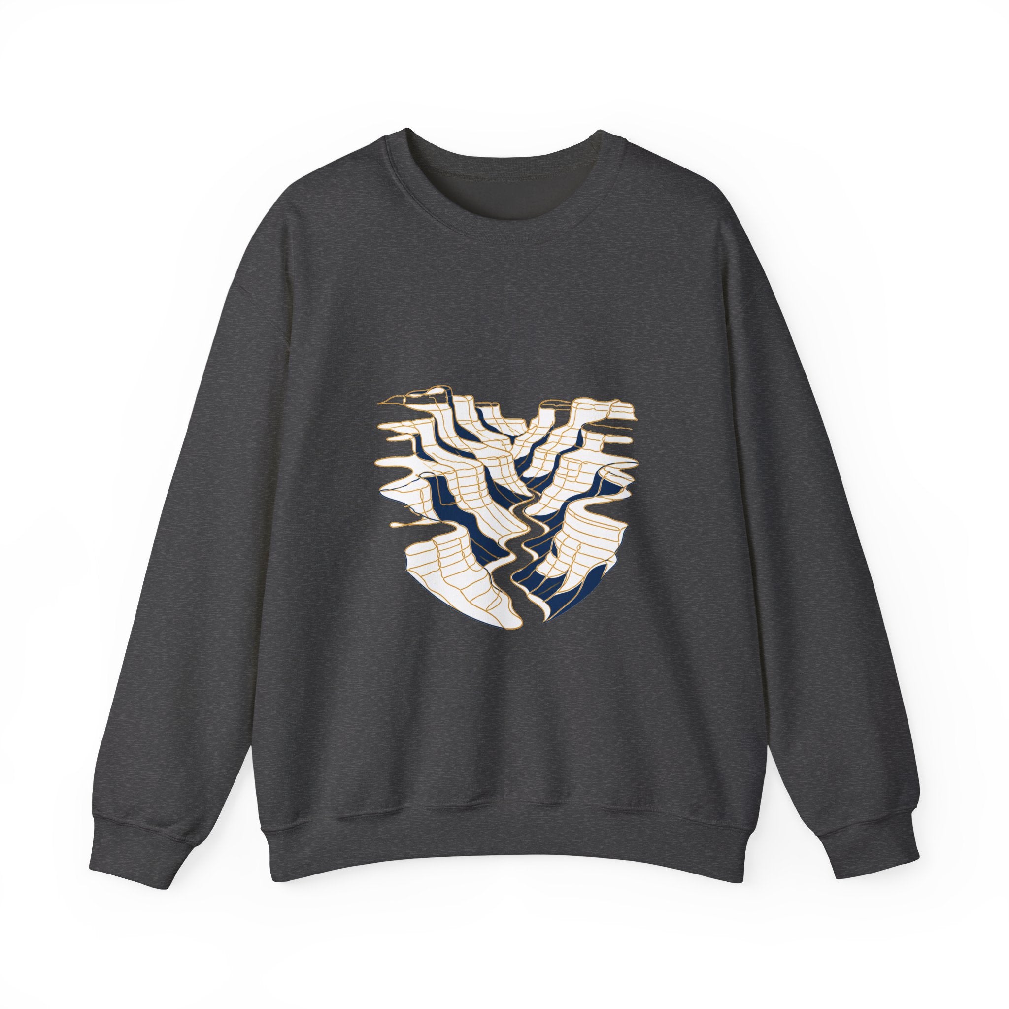 Matching Couple Sweatshirt - Lavender Fields & Canyon Matching Couple Crewneck Sweatshirt Minimalist Art His Hers Valentine Gift - Design B