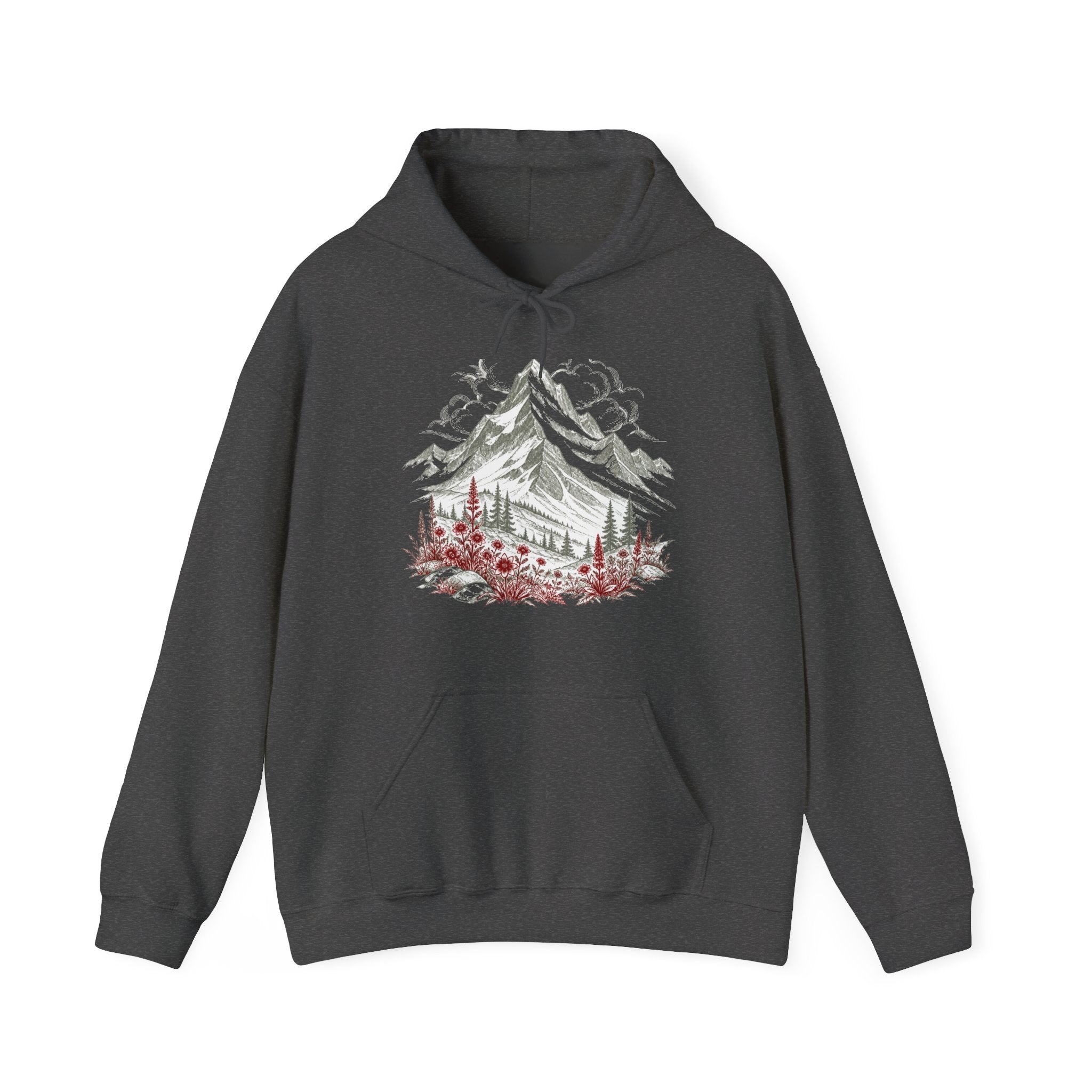 Matching Couple Sweatshirt - Mountain & Ocean Matching Couple Hooded Sweatshirt Hand-Drawn Art His Hers Best Friend Gift - Design A