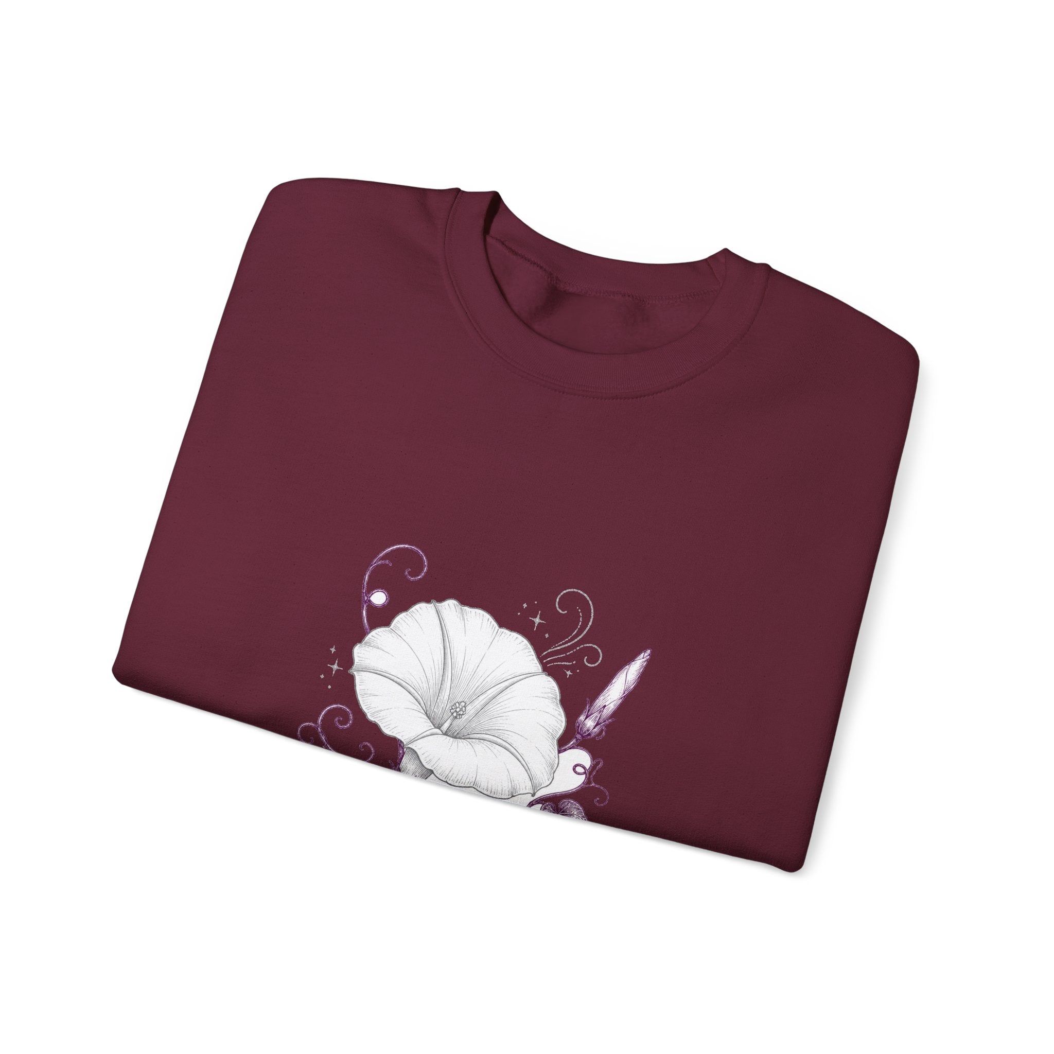 Matching Couple Sweatshirt - Sunflower & Moonflower Matching Couple Premium Fleece Sweatshirt Hand-Drawn Art His Hers Anniversary Gift - Design B