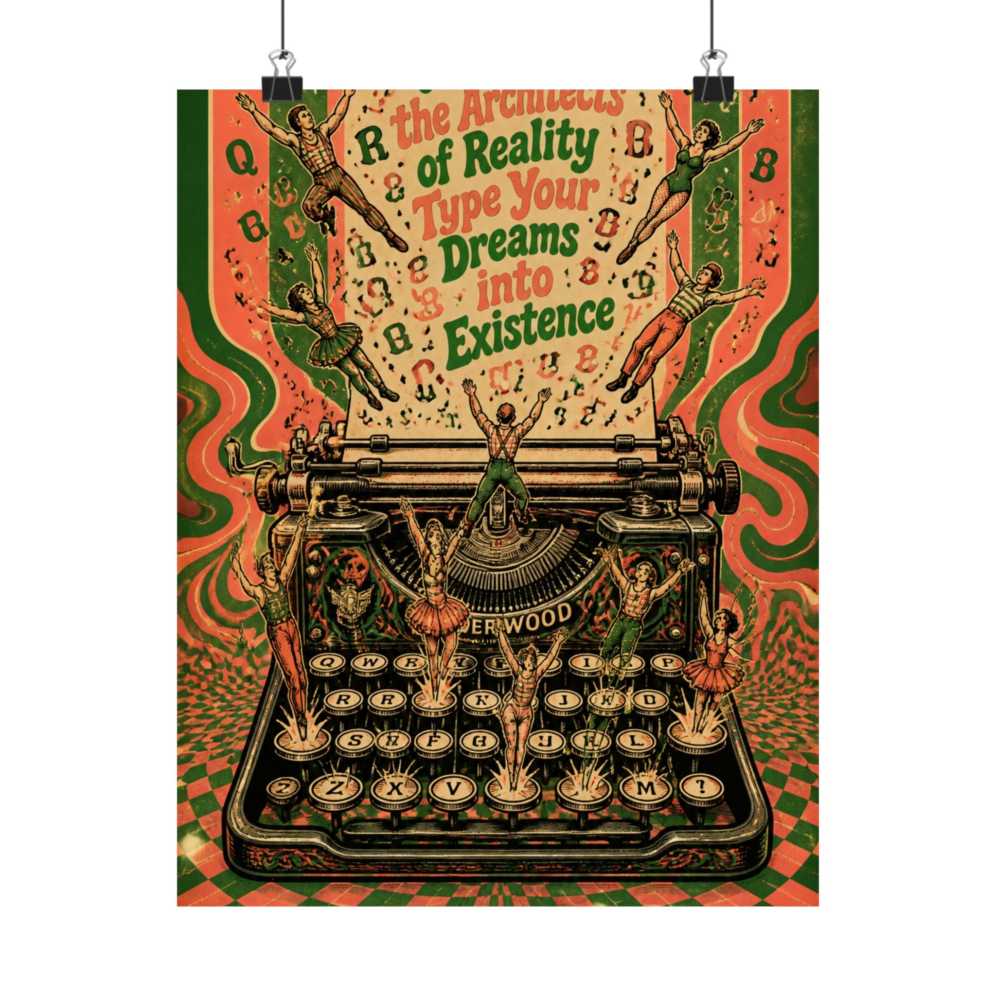 Typewriter Flying Letters Wall Art Poster 18×24 Psychedelic Cafe Decor Maximalist Print