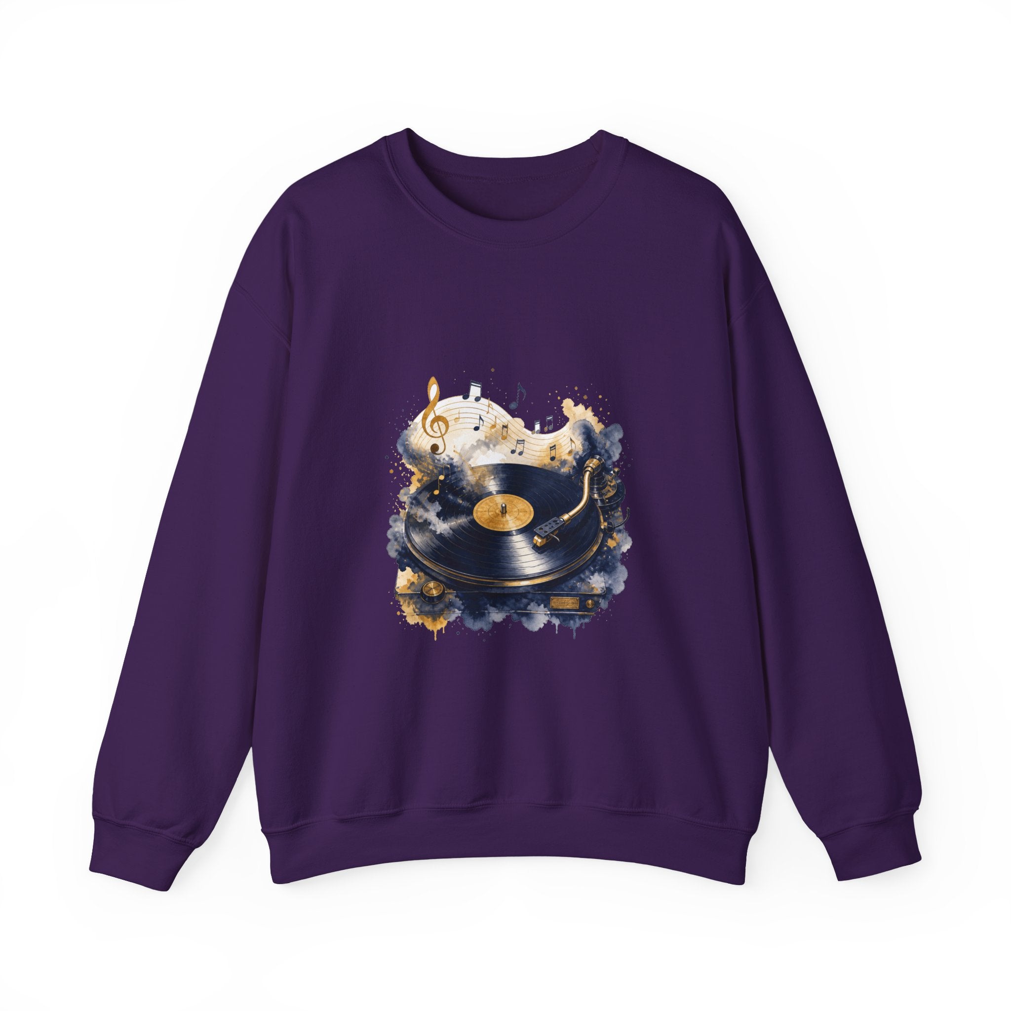 Matching Couple Sweatshirt - Vinyl & Cassette Matching Couple Crewneck Sweatshirt Watercolor Art His Hers Engagement Gift - Design A