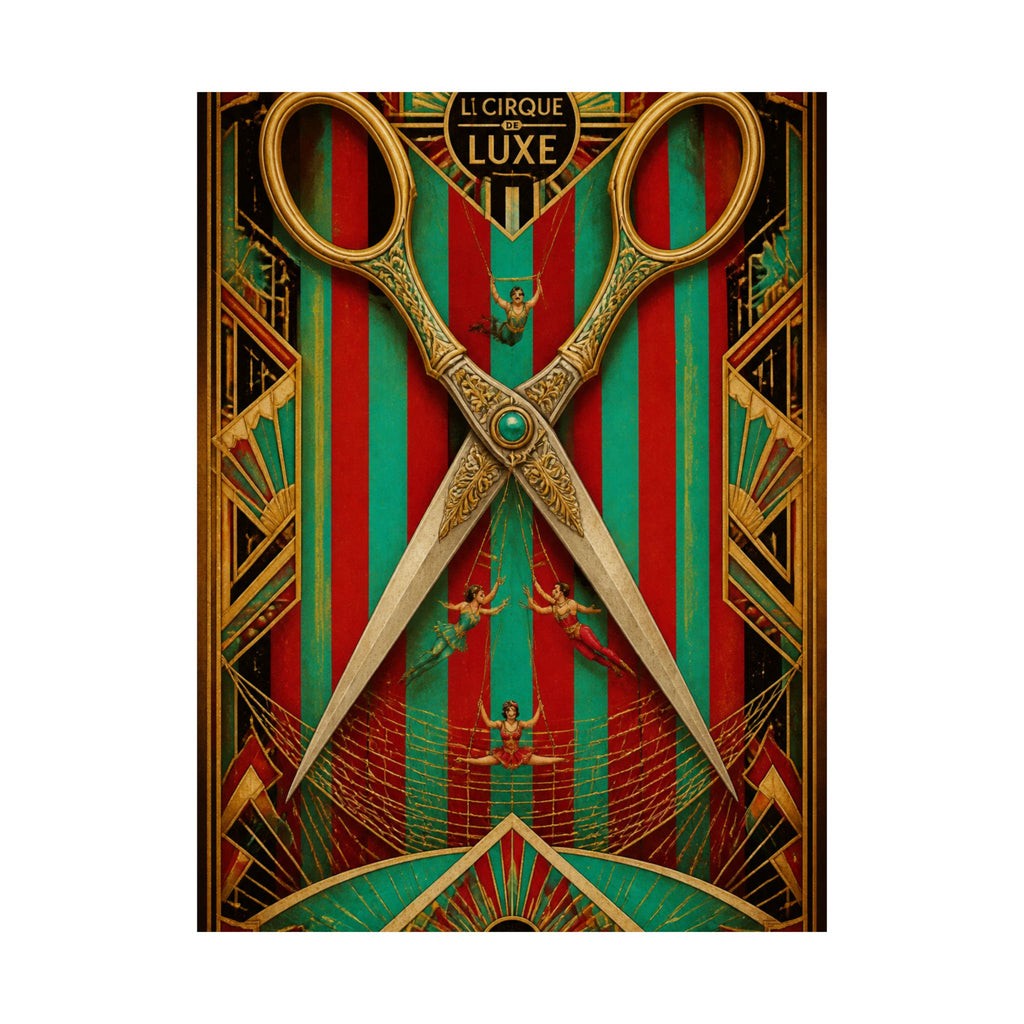 Giant Scissors Trapeze Wall Art Poster 24×36 Art Deco Bar Area Decor Maximalist Print