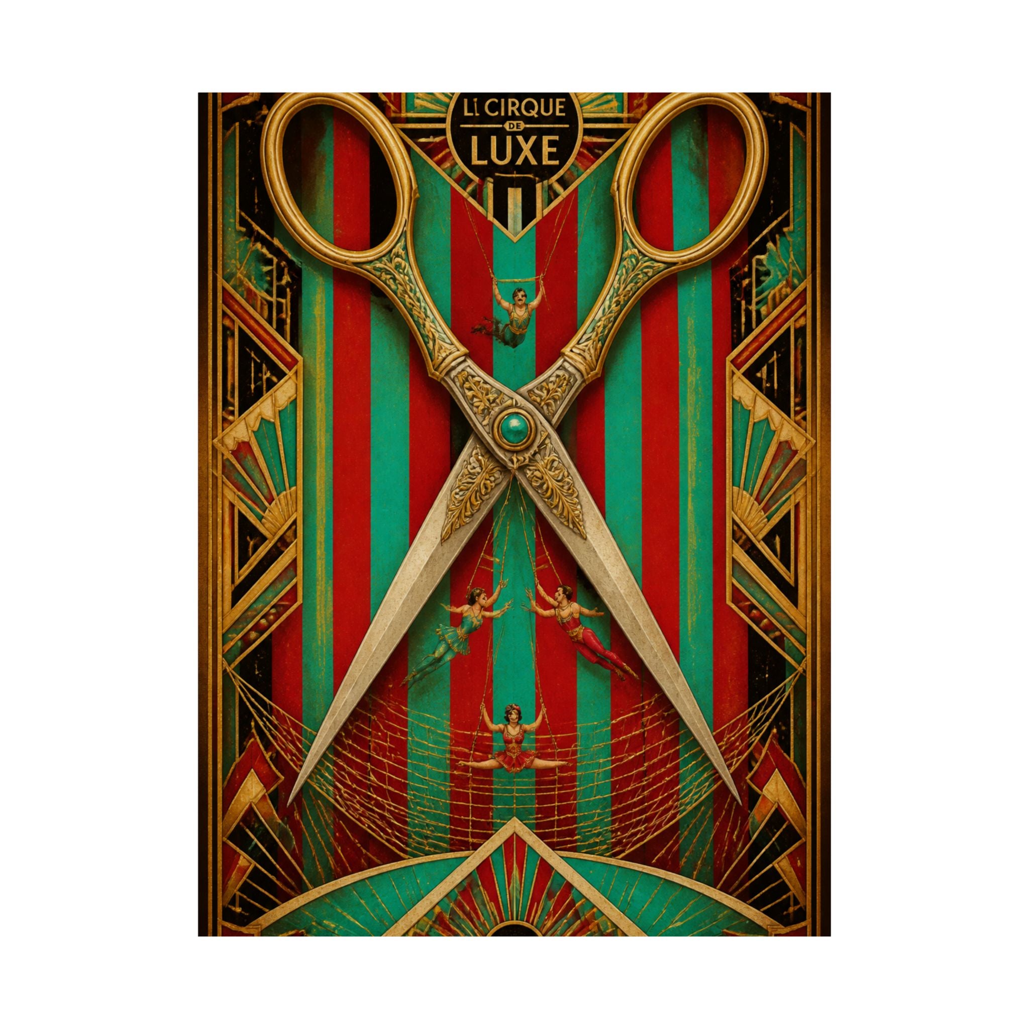 Giant Scissors Trapeze Wall Art Poster 24×36 Art Deco Bar Area Decor Maximalist Print