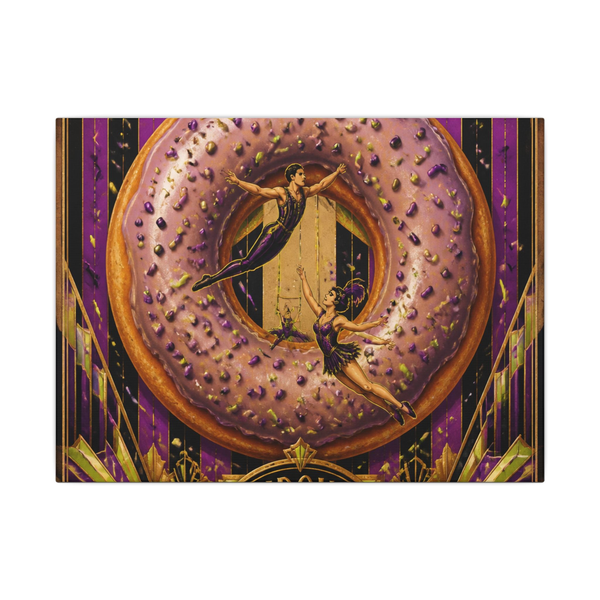Donut Circus Ring Wall Art Canvas 16×20 Art Deco Entryway Decor Maximalist Print