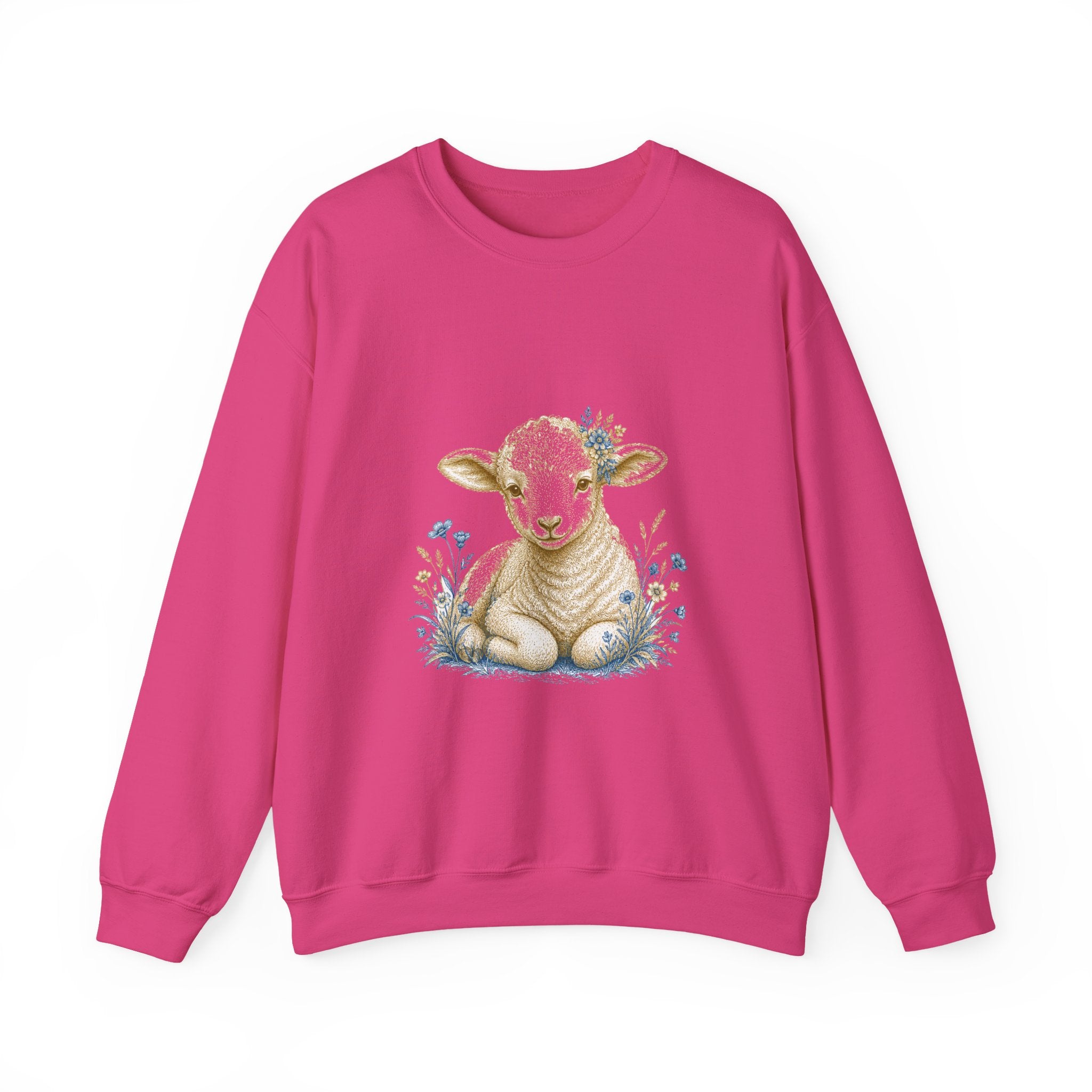 Matching Couple Sweatshirt - Lion & Lamb Matching Couple Premium Fleece Sweatshirt Vintage Art His Hers Honeymoon Gift - Design B