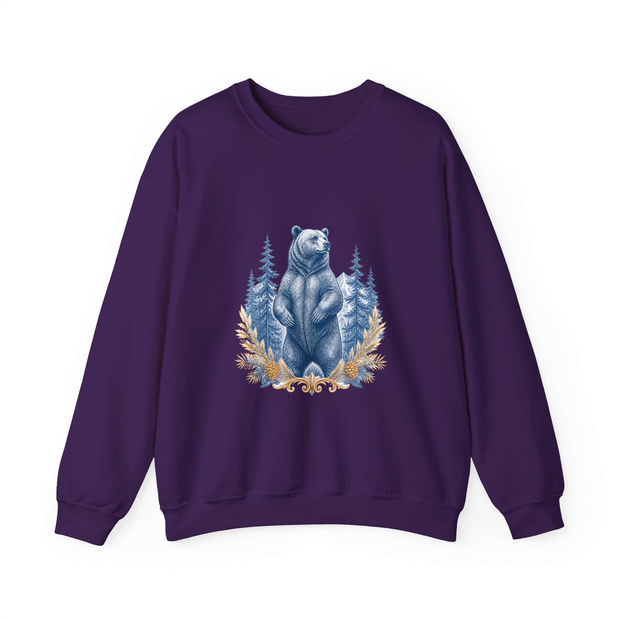 Matching Couple Sweatshirt - Bear & Deer Matching Couple Crewneck Sweatshirt Vintage Art His Hers Wedding Gift - Design A