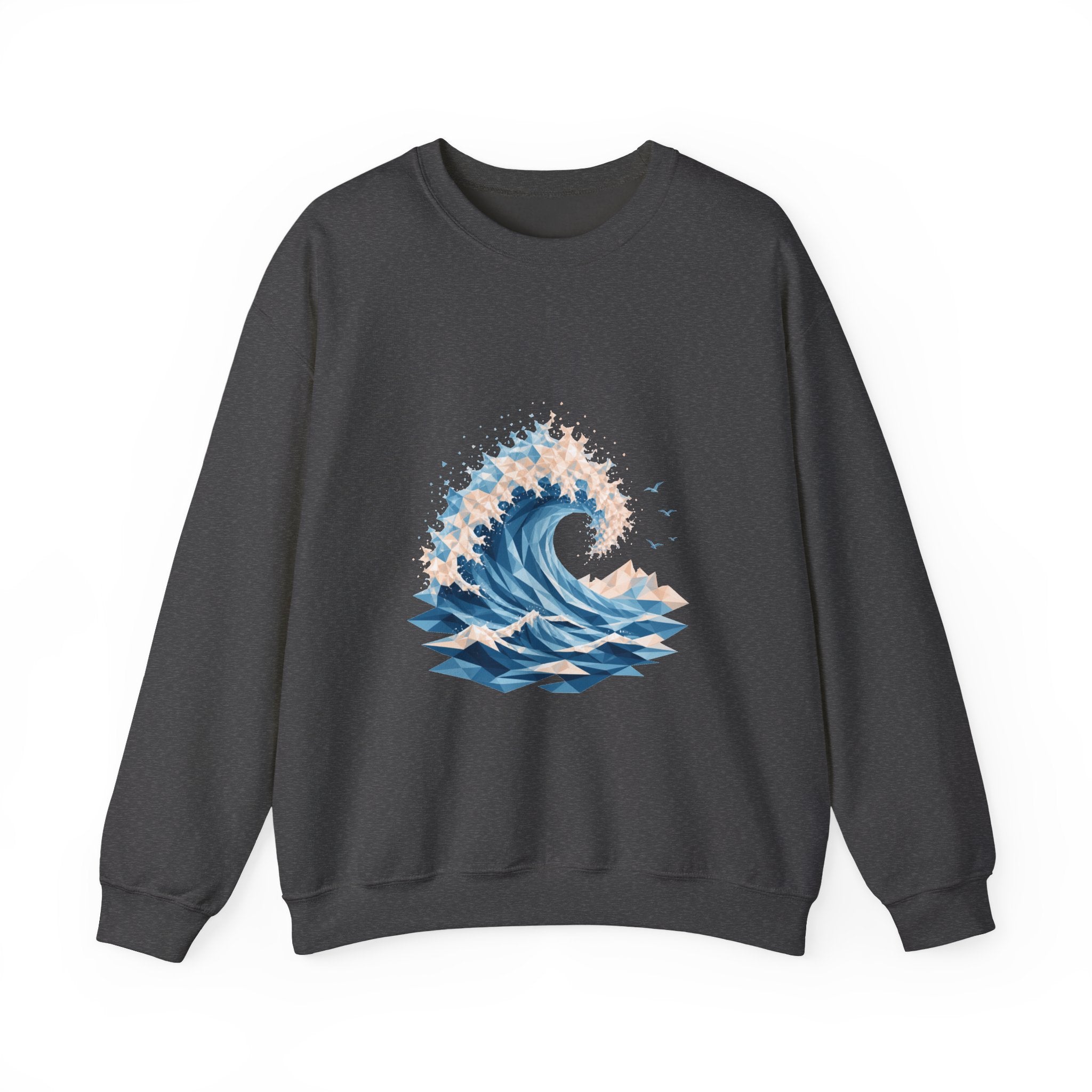 Matching Couple Sweatshirt - Mountain & Ocean Matching Couple Comfort Colors Crew Geometric Art His Hers Love Gift - Design B